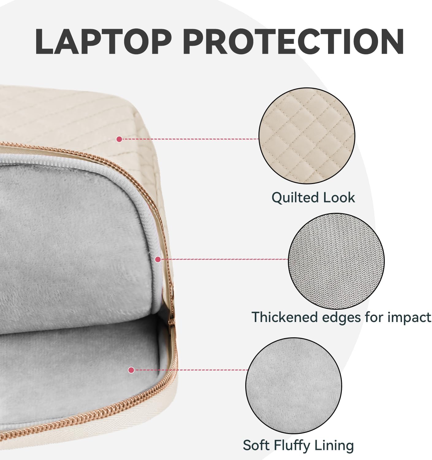 Laptop Case Bag Women Men Computer Sleeve Compatible with MacBook/Dell/HP/Acer/ASUS, Waterproof Shoulder Carrying Briefcase, Beige, 15.6-16 Inch