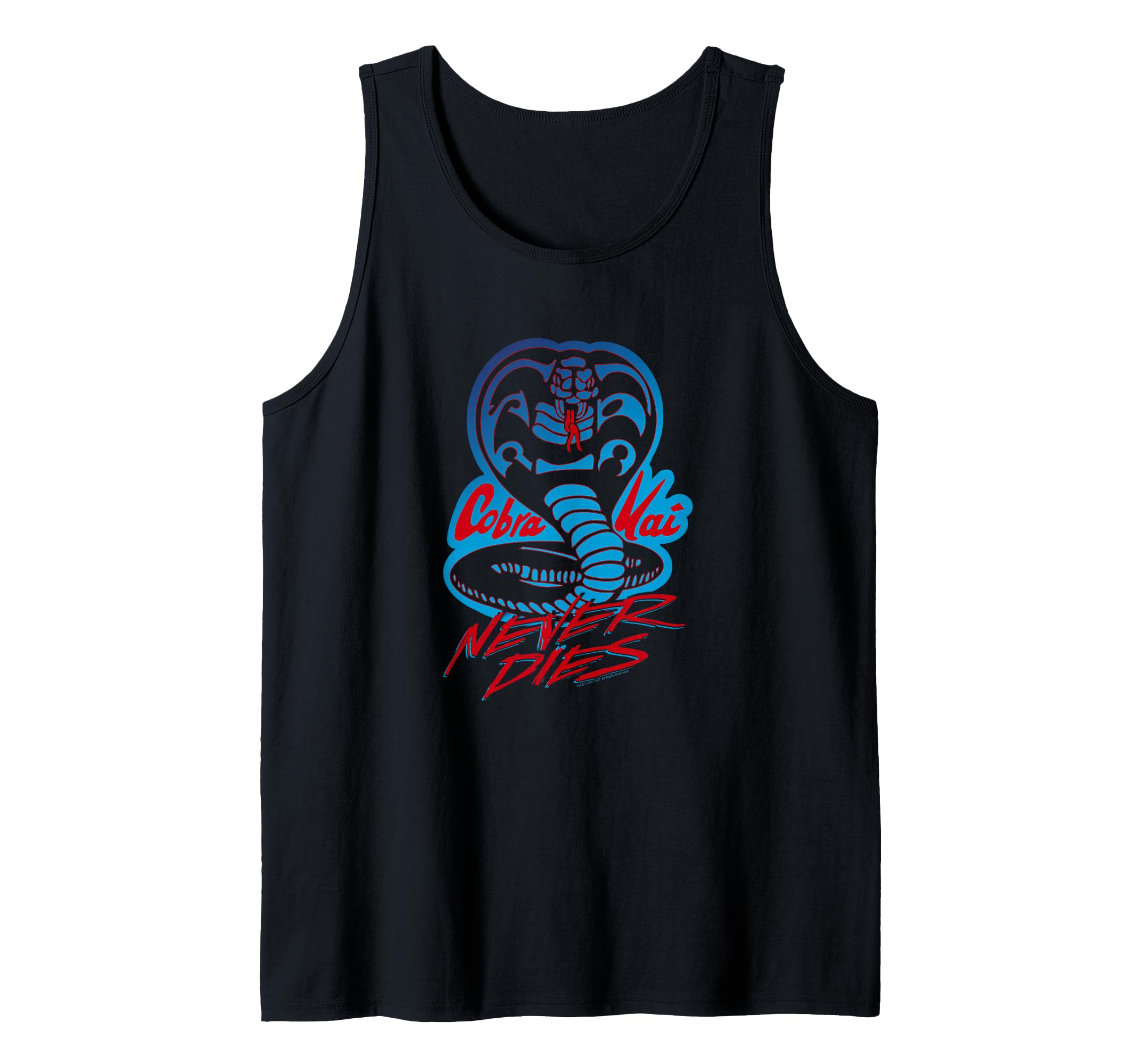 Never Dies Blue and Red Cobra Logo TV Show Tank Top