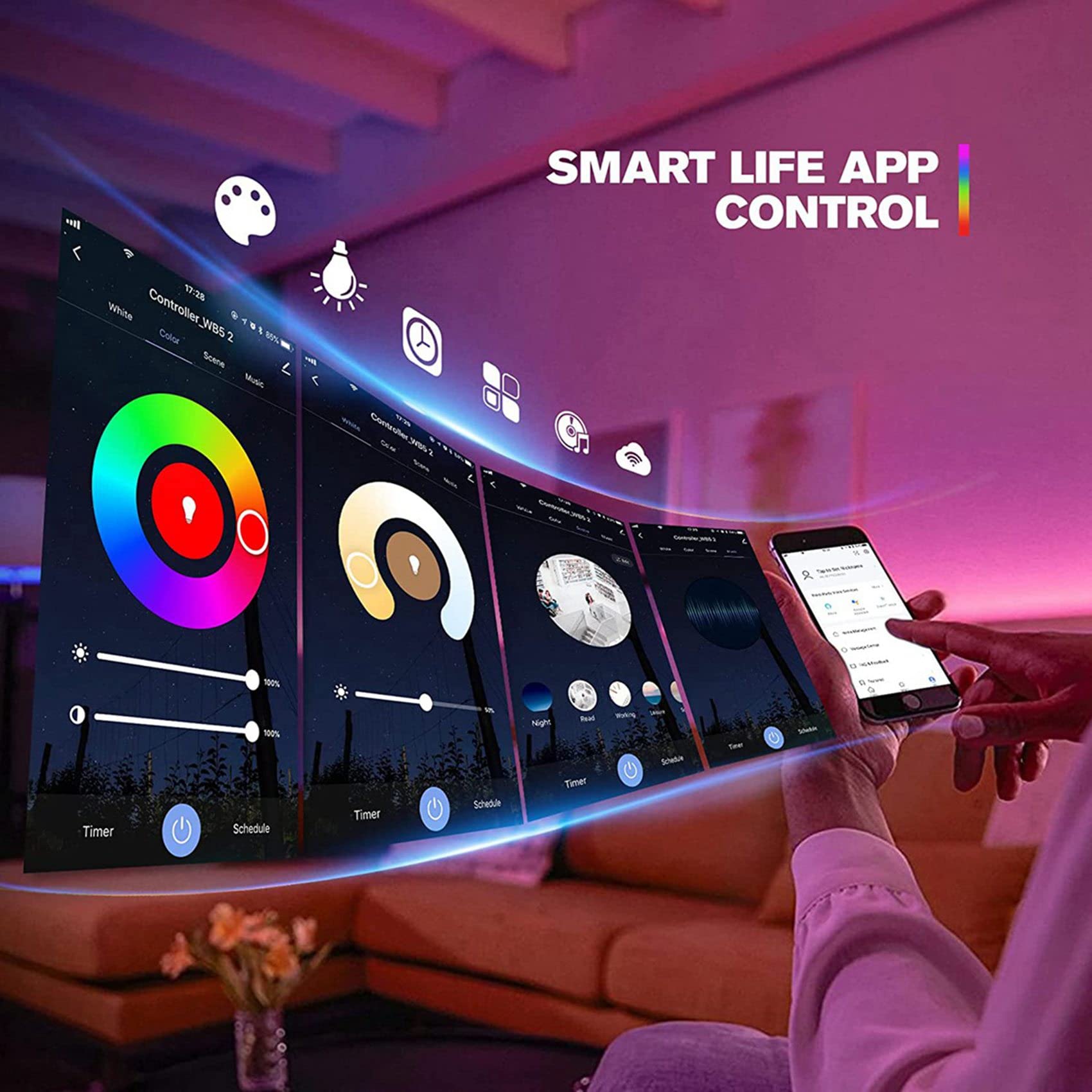 2X WB5 WiFi Bluetooth LED Strip Controller RGB CCT RGBW 5In1 Dimmerabile DC12-24V Luci Controller per Life APP