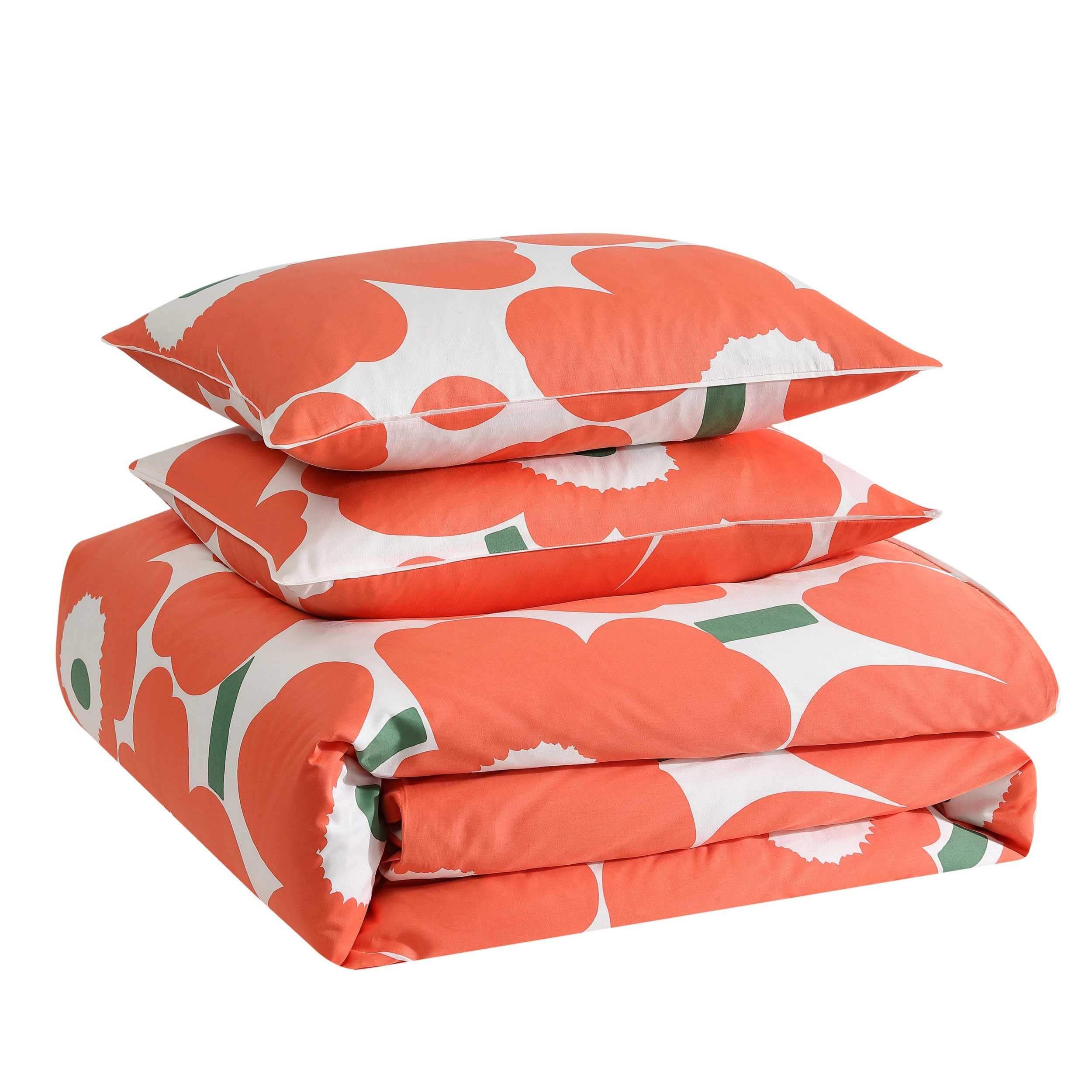 Juego de funda de edredón, ropa de cama orgánica súper suave, decoración informal para el hogar (naranja unikko, King) 9