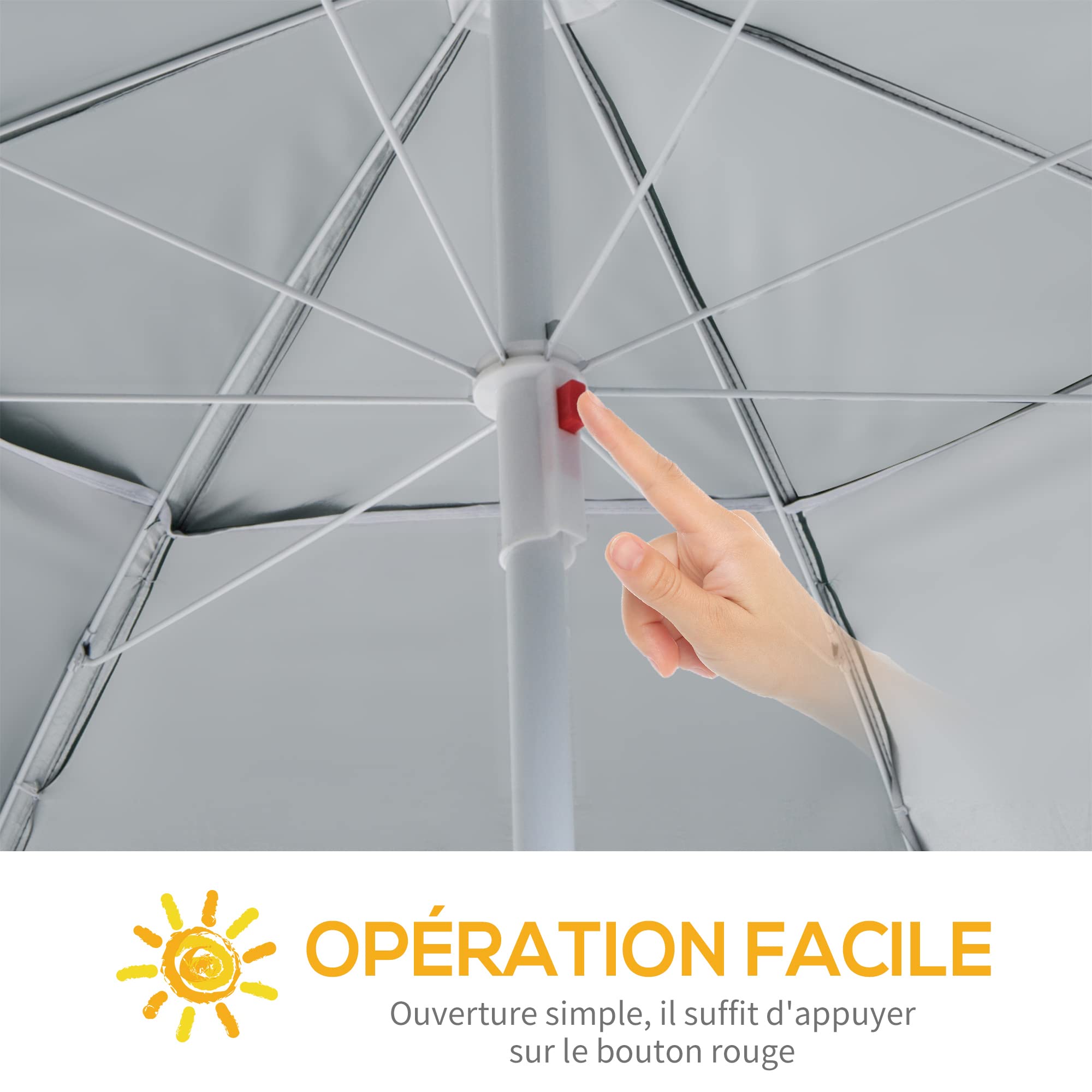 Outsunny Parasol de Plage Parasol abri Solaire Contemporain Protection UPF 50+ Sac Transport fourni Vert foncé