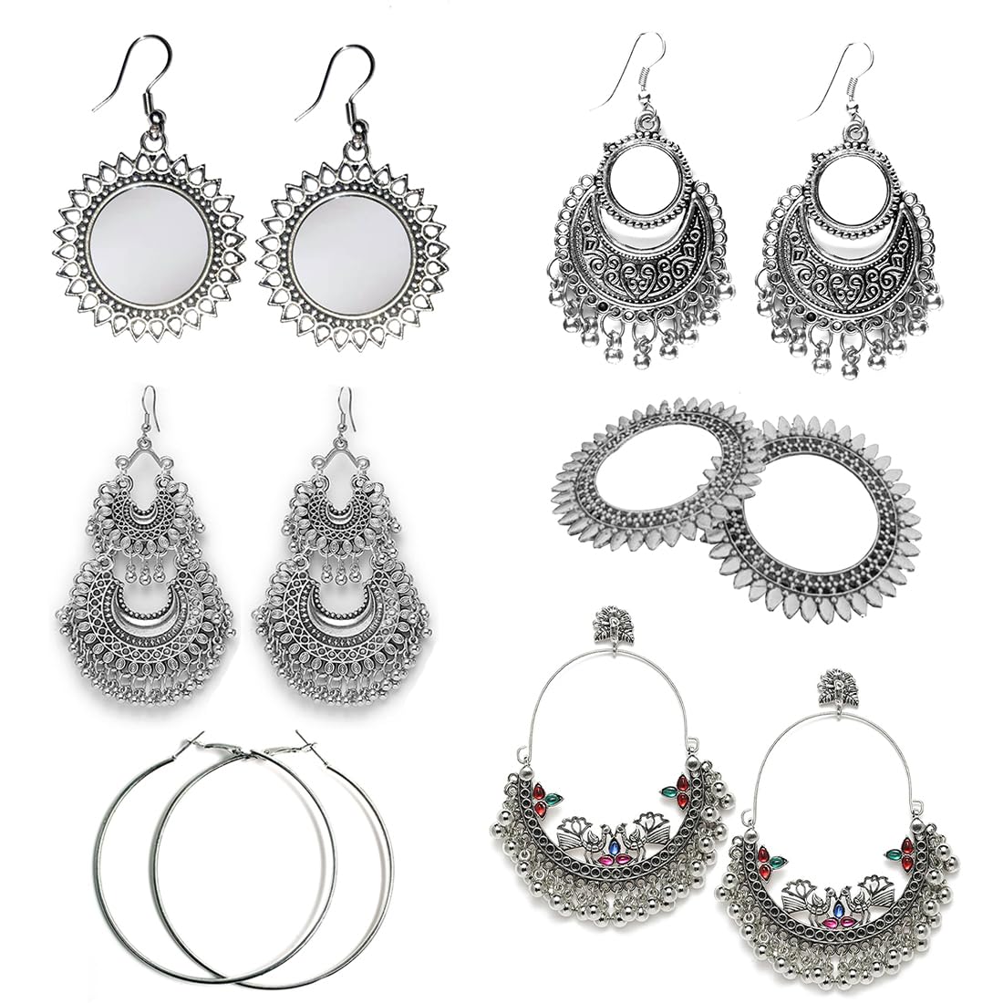 EziKart Presents Stylish and Antique Multi-Designer Handmade Oxidized Earring Combo of 7 with Silver Beads for Women and Girls1 (B0D5WBWFH6) Amazon Price History, Amazon Price Tracker