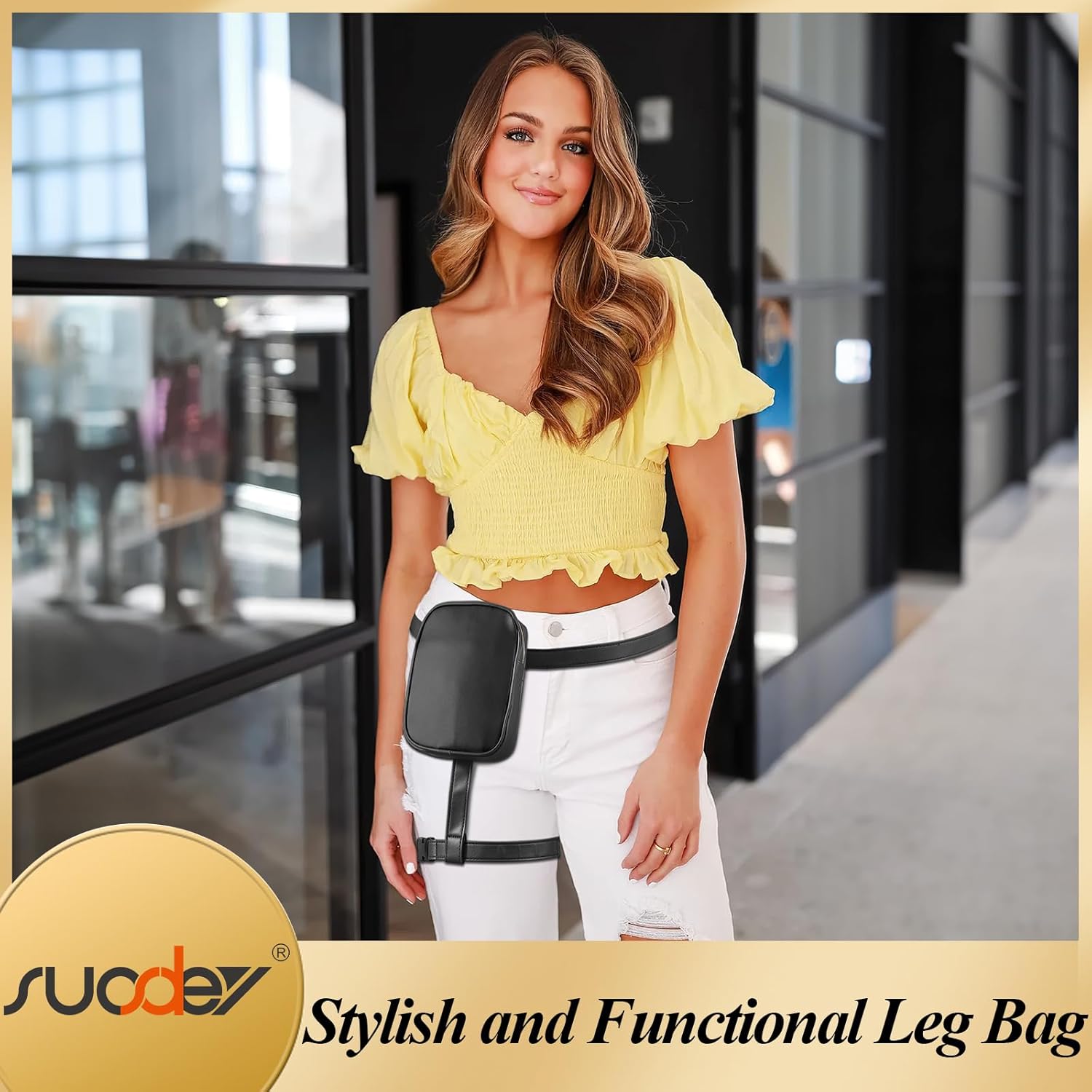 SUOSDEY Thigh Harness Waist Leg Bag for Women, Fanny Pack Leather Hip Bag - Image 2