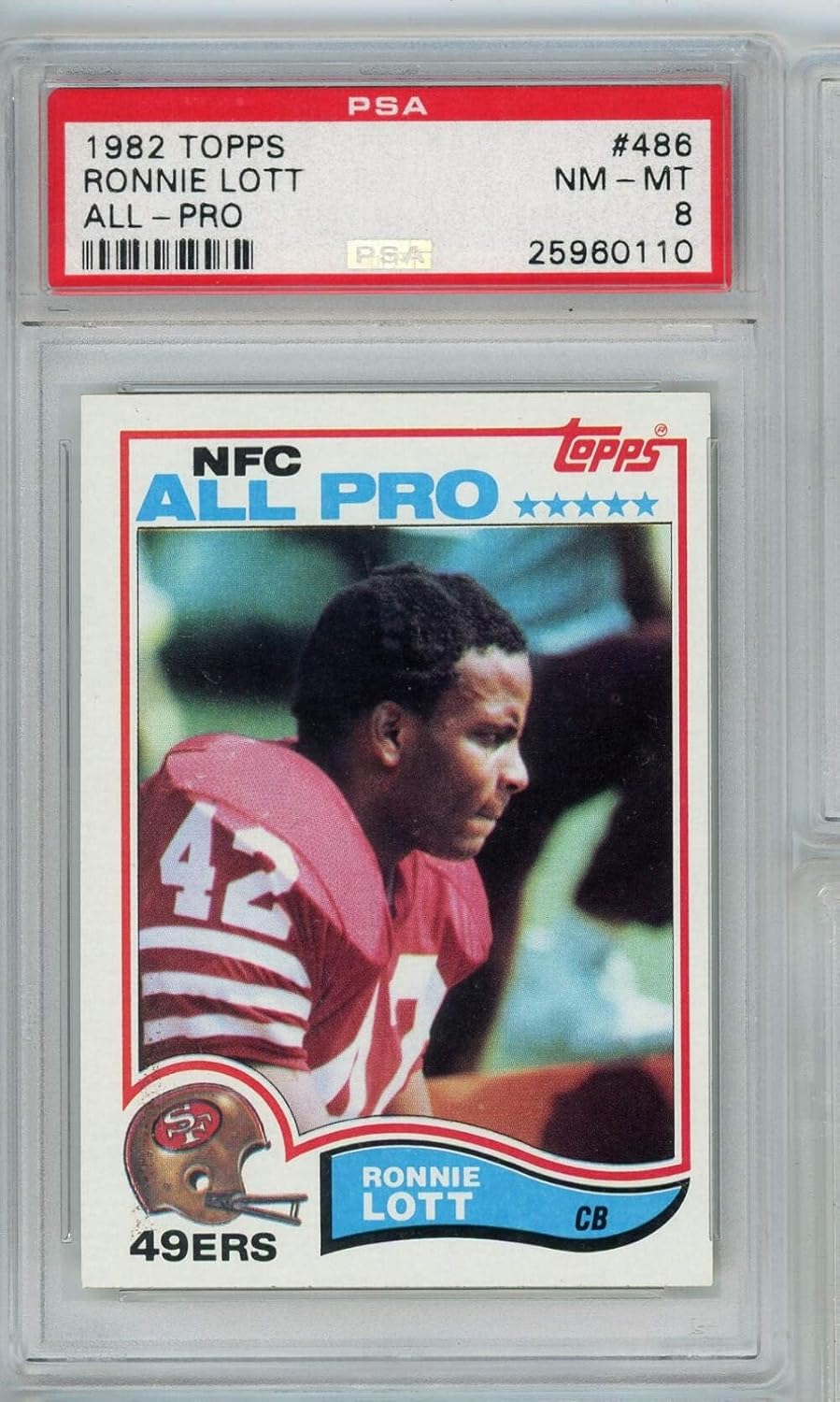 Graded 1982 Topps Ronnie Lott #486 Rookie RC Football Card PSA 8 NM-MT