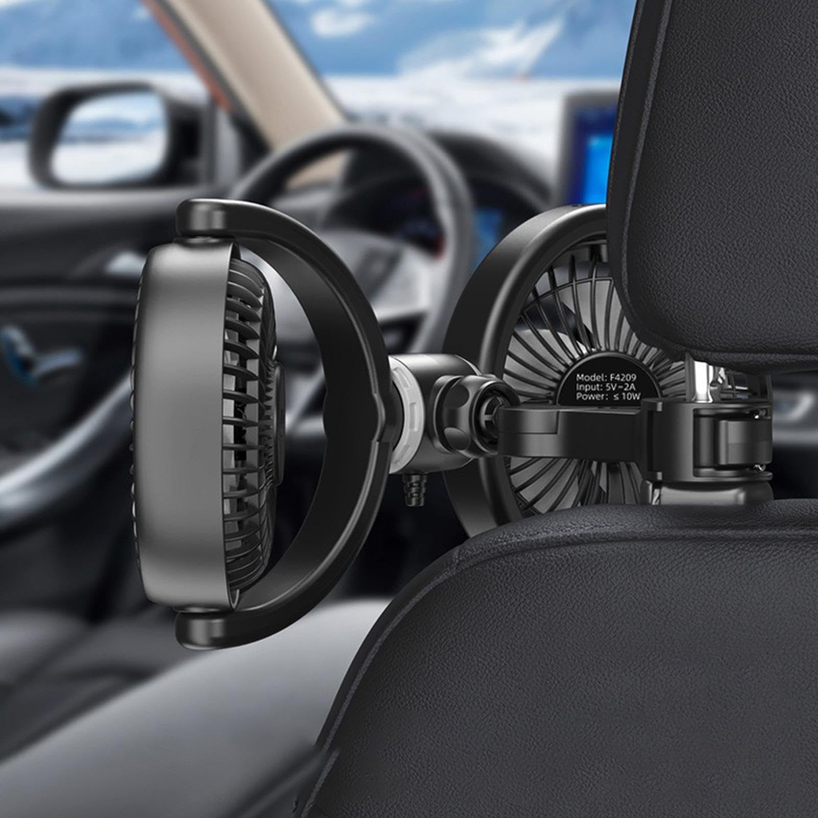 Ventilateur de siège arrière de voiture – 3 vitesses – Refroidisseur à double tête pour appuie-tête arrière – Rotation à 270 degrés – Ventilateur de siège pour, passagers confort