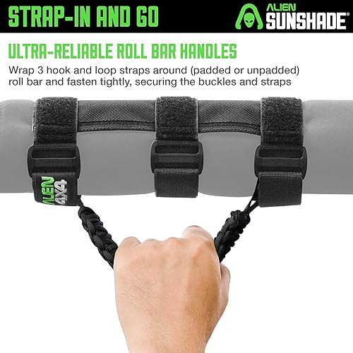 Miniatura 5 de Alien Sunshade Asas de agarre (negro)  Compatible con accesorios Jeep Wrangler JL, JK, TJ, YJ y Jeep Gladiator 1955-2023