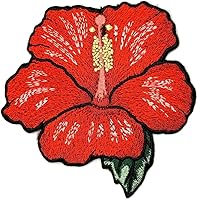Vibrant Embroidered Hibiscus Flower Patch - Realistic Tropical Floral Applique Iron-On or Sew-On for Jackets, Backpacks, Hats, Bags & Crafts