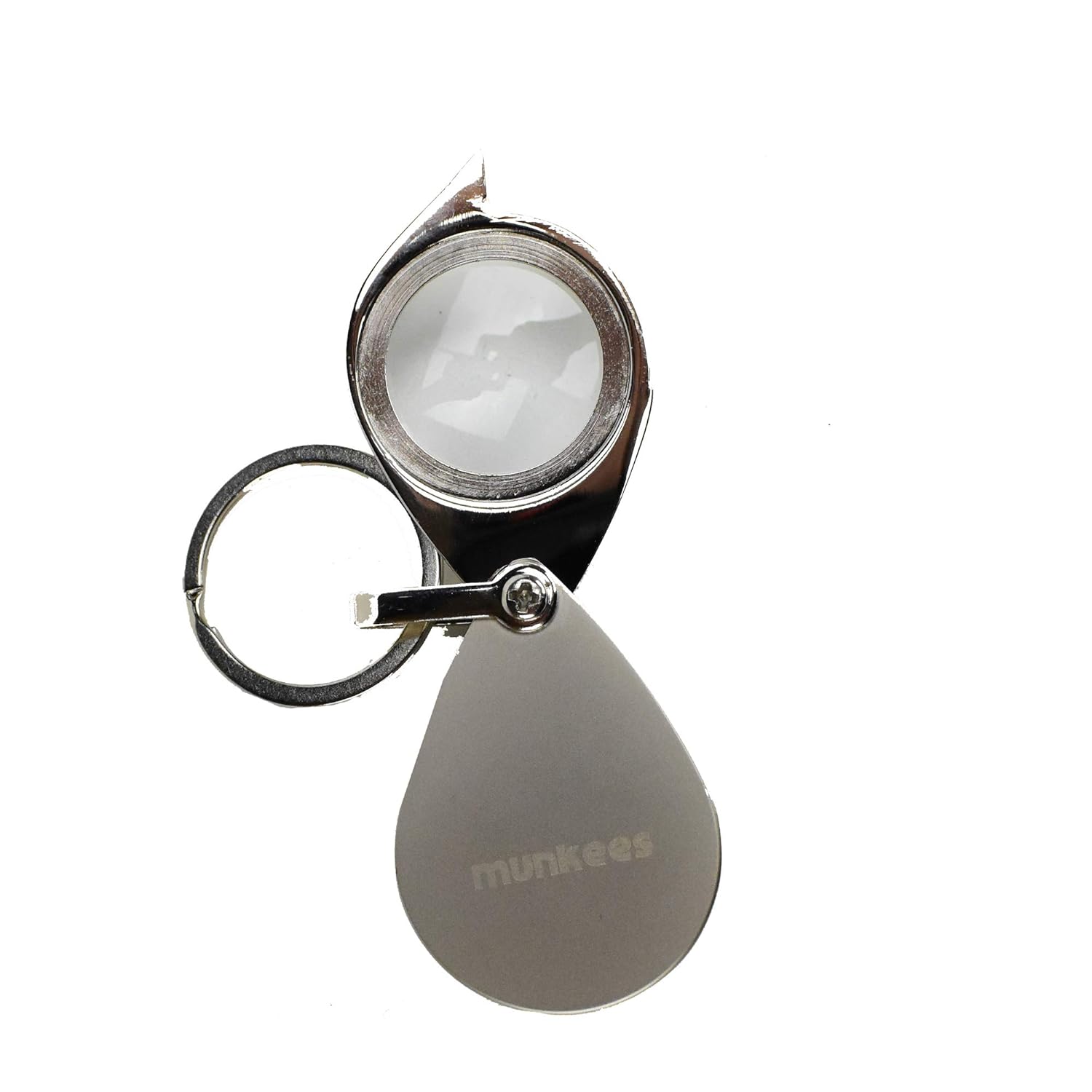 Munkees Stainless Steel Keychain Magnifier, Folding Mini Magnifying