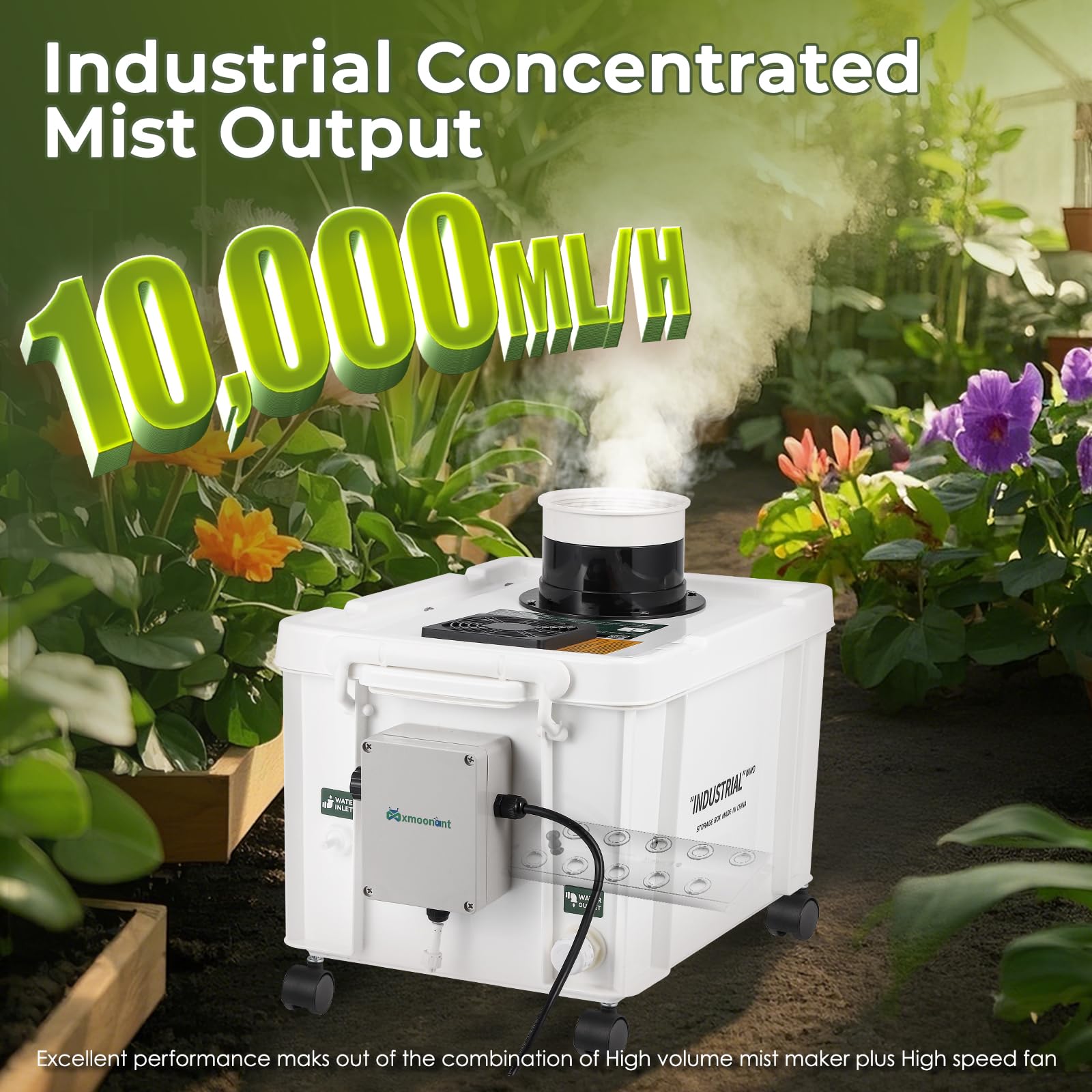 Mxmoonant Ultraschall Nebelmaschine 10L/H DIY Industriequalität | einstellbare Nebelmenge, automatische Wasserzufuhr, mit Feuchtigkeitsschalter für Werkstatt, Gewächshaus, Bauernhof