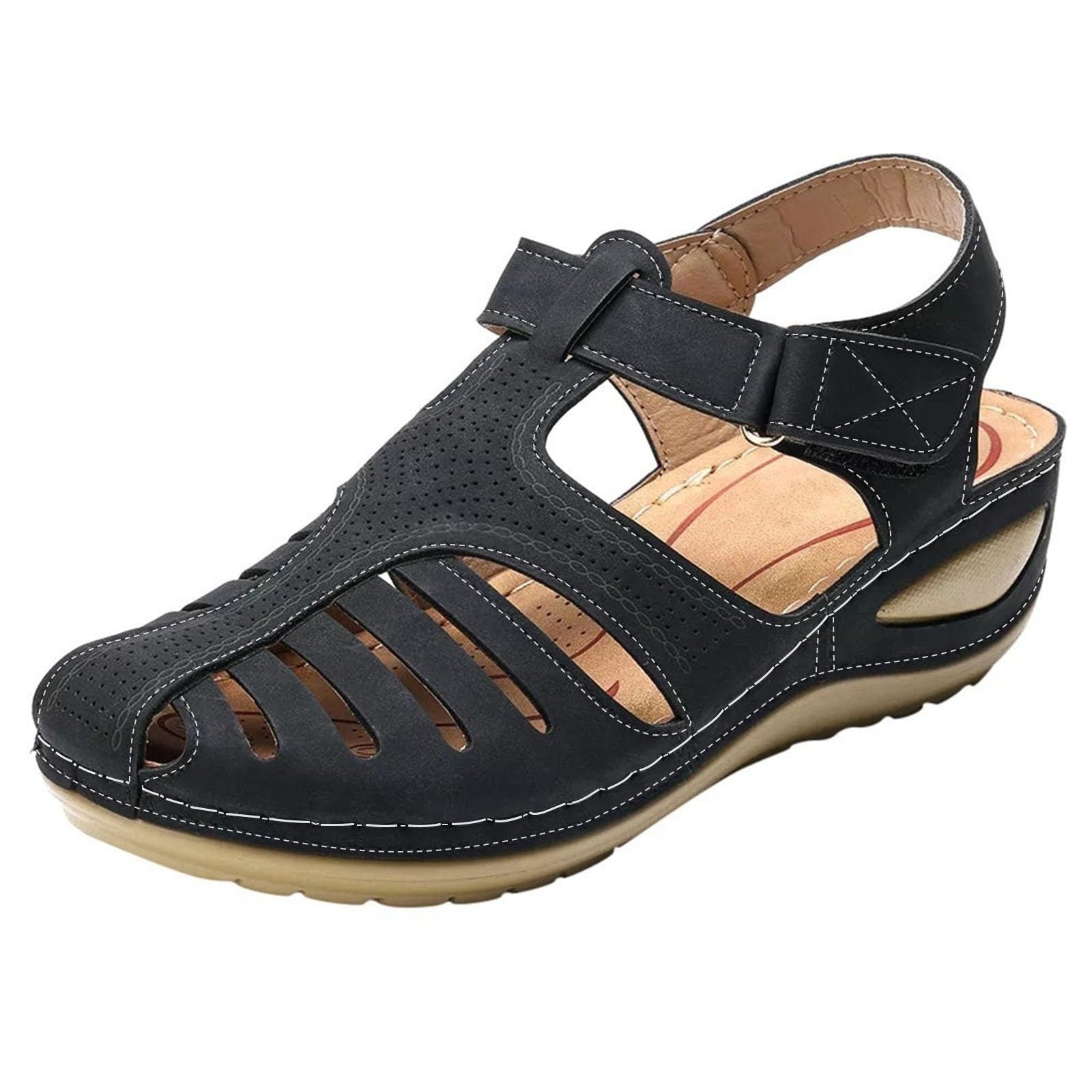 Sandales cheville souple ronde et confortable en cuir pour femmes - 4