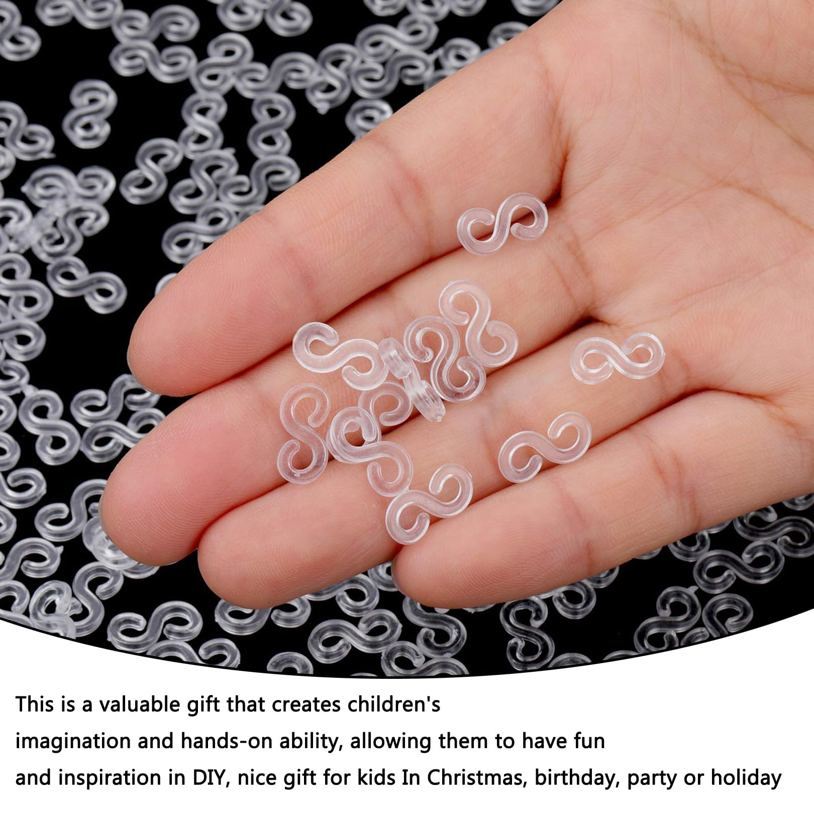 400Pieces Clear S Clips Rubber Band Loom Band S Clips Plastic Connectors Supplement Kit For Loom Bracelets And DIY Bracelet Making (400- Clear