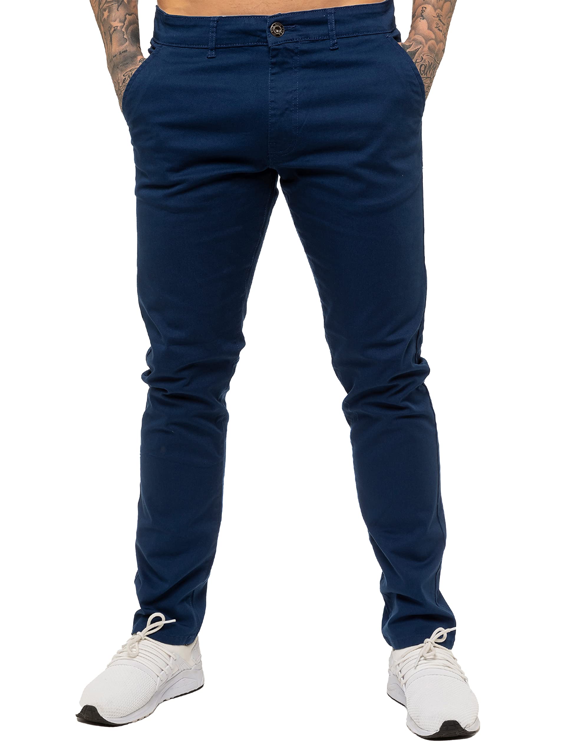 989Zé Enzo Men's Blue Skinny Slim Fit Chinos Stretch Trousers Pants Ez348 30 Long