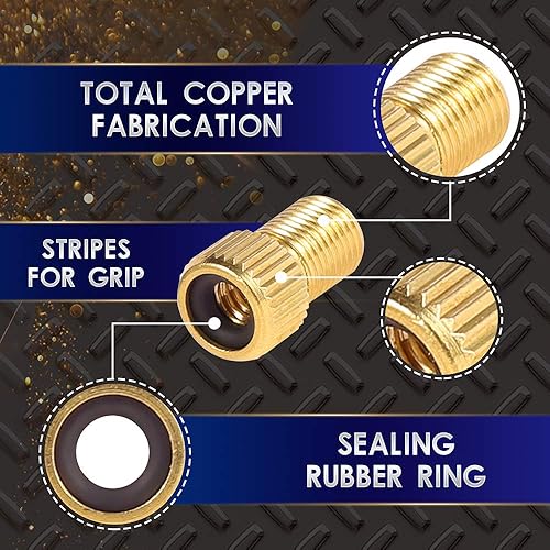 Miniatura 2 de 15 herramientas adaptadoras de válvula de neumático Presta para bicicleta, convertidor de válvula de neumático de bicicleta, válvula de cobre, tapa