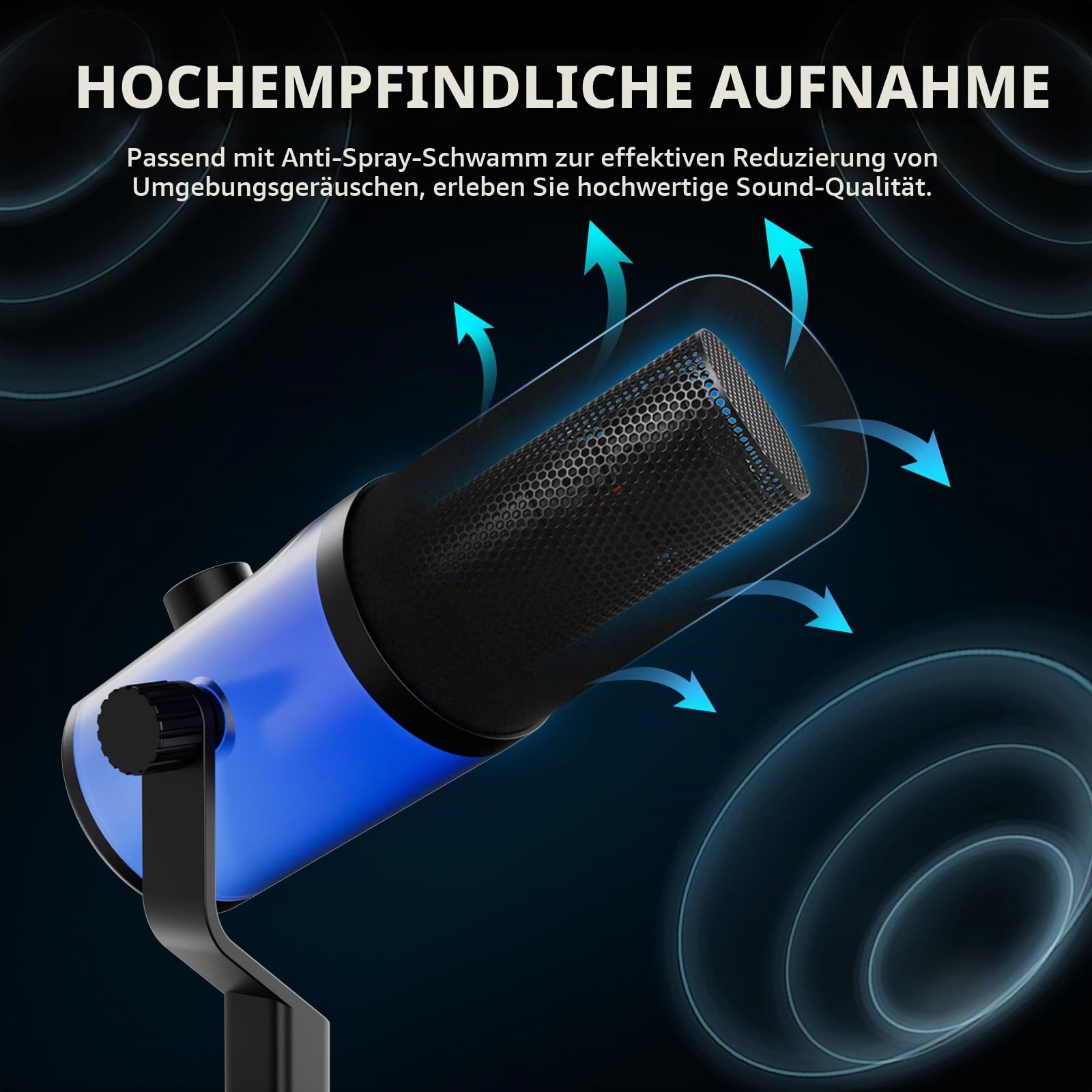 D Debra XLR/USB-C Dynamisches Mikrofon für Studio, Podcast und Streaming, Nierenmikrofon 192kHz/24Bit mit Touch-Stummschalttaste, Gain-Regler und Kopfhöreranschluss für PC und Smartphone