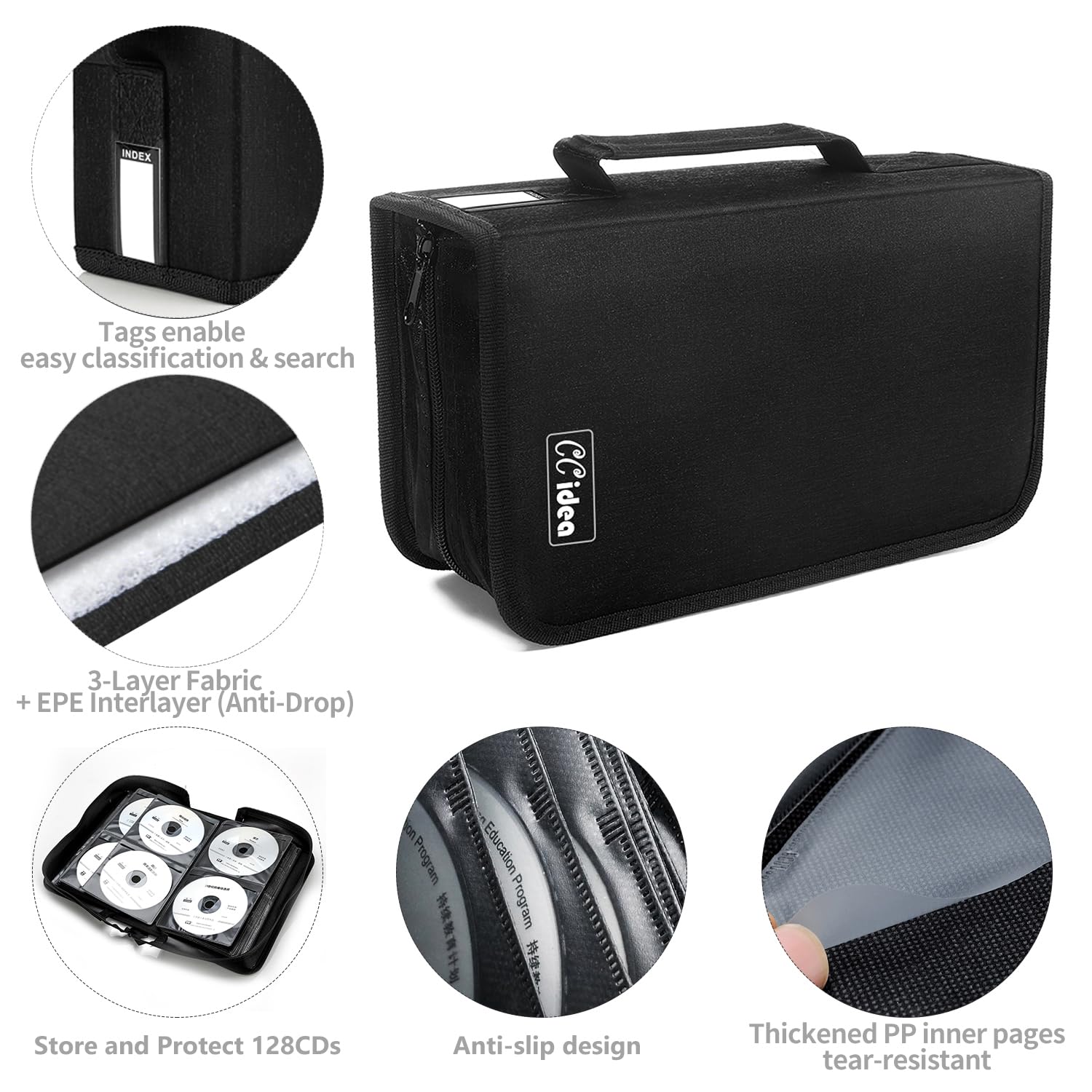 CCidea Estuche portátil para CD o DVD, Carpeta de Almacenamiento de Discos para Coche, Organizador de Transporte de Viaje