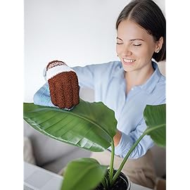 Patelai 3 Pairs Microfiber Plant Dusting Gloves Leaf Cleaning Gloves for Indoor Plants, Blinds, Furniture, House(Medium,Gray, Orange, Brown)