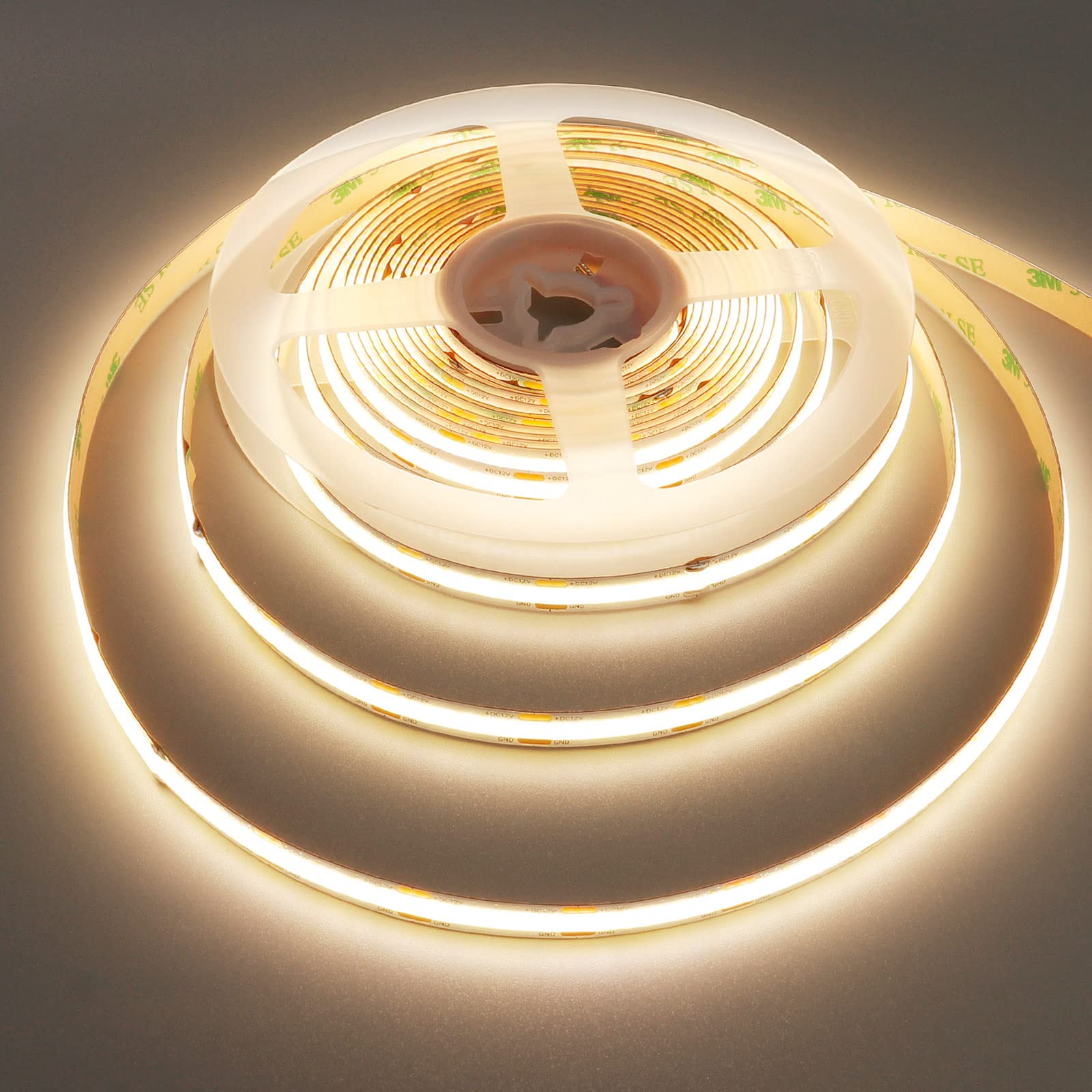 Topai Women's Natural White 12V Cob Led Strip 4000K 5M Super Bright 4000Lm Dotless Cri>90 480Leds/M Uniform Indoor Use Ip20 Flexible Cuttable For Cabinet Home Diy Lighting Projects