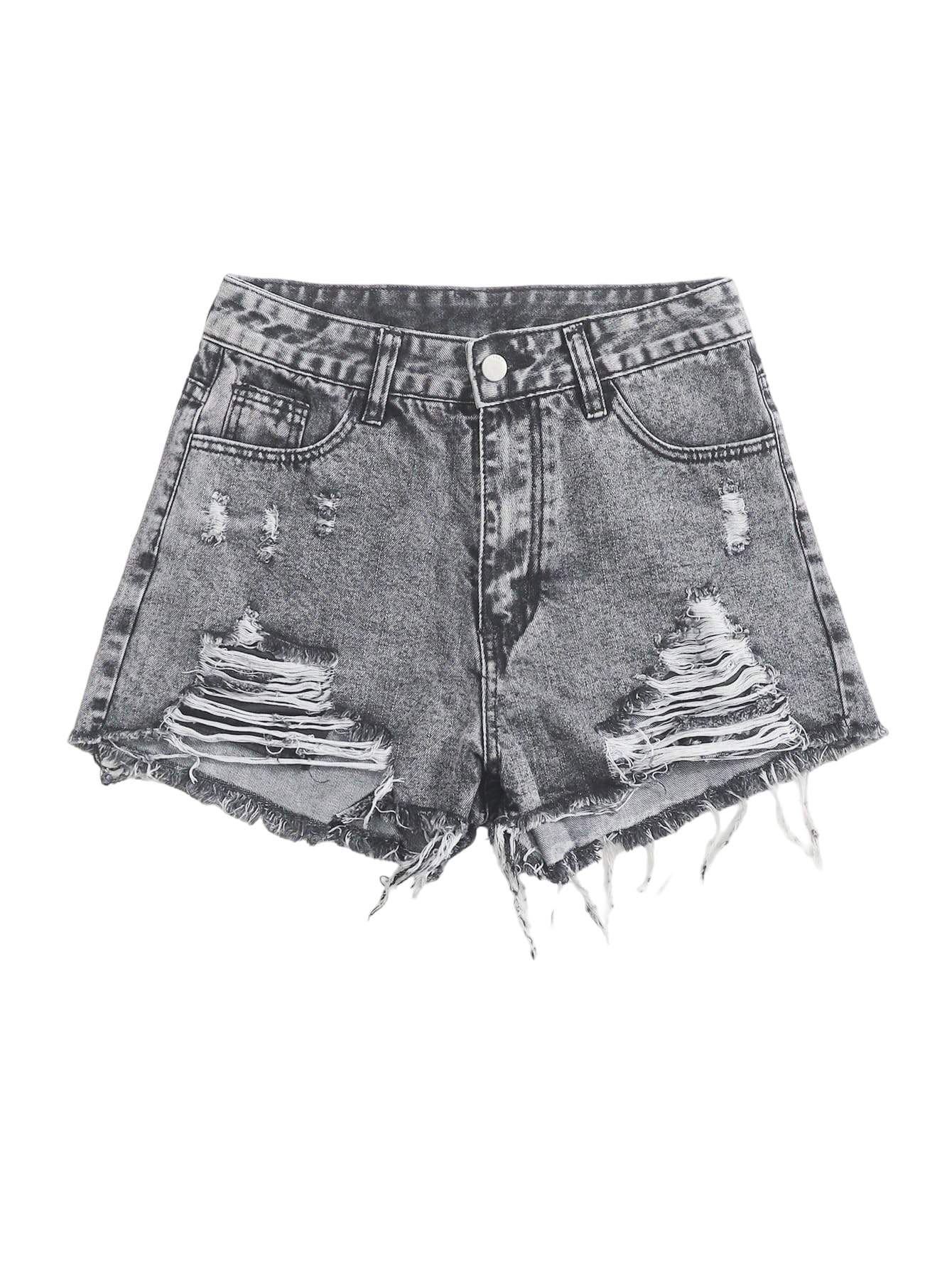 SOLY HUX Damen Jeans Shorts Y2k Denimshorts Destroyed Zerrissener Jeansshorts mit Tasche Low Waiste Kurze Hose Sommer Outfits