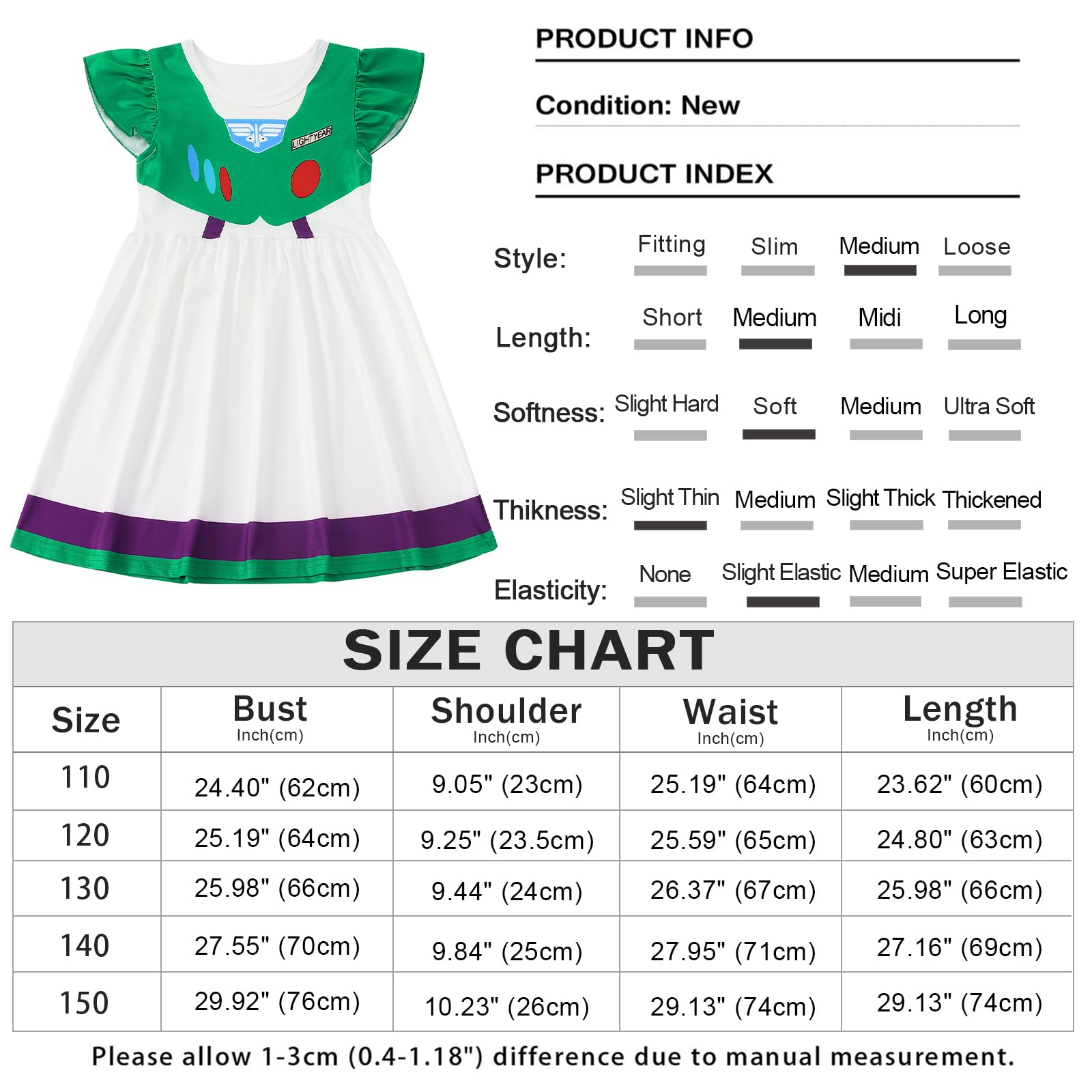 AmzBarley Princess Costume for Girls Halloween Outfit Kids Dress Up Clothes Age 1-10 Years Birthday Party Gifts — view 7
