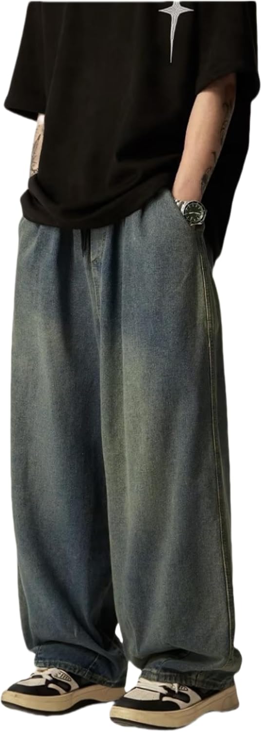 Mens Baggy Jeans for Men Women Y2k Hip Hop Skater Pants Wide Leg Jnco Jeans Loose Fit Denim Jeans Streetwear