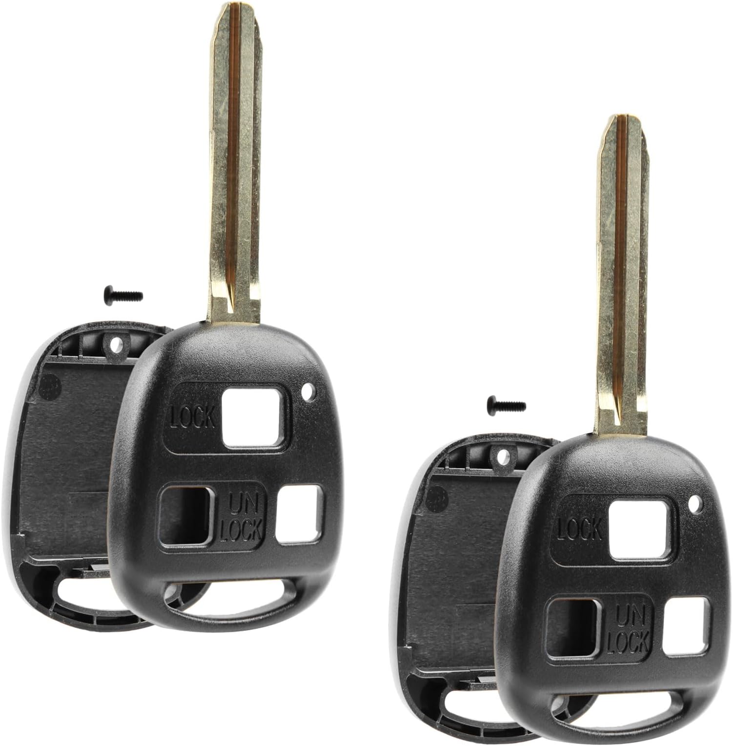 Key Fob Keyless Entry Remote Shell Case & Pad fits 1998-2007 Toyota Land Cruiser / 2008-2009 Toyota FJ Cruiser (HYQ1512V, 89070-60090), Set of 2