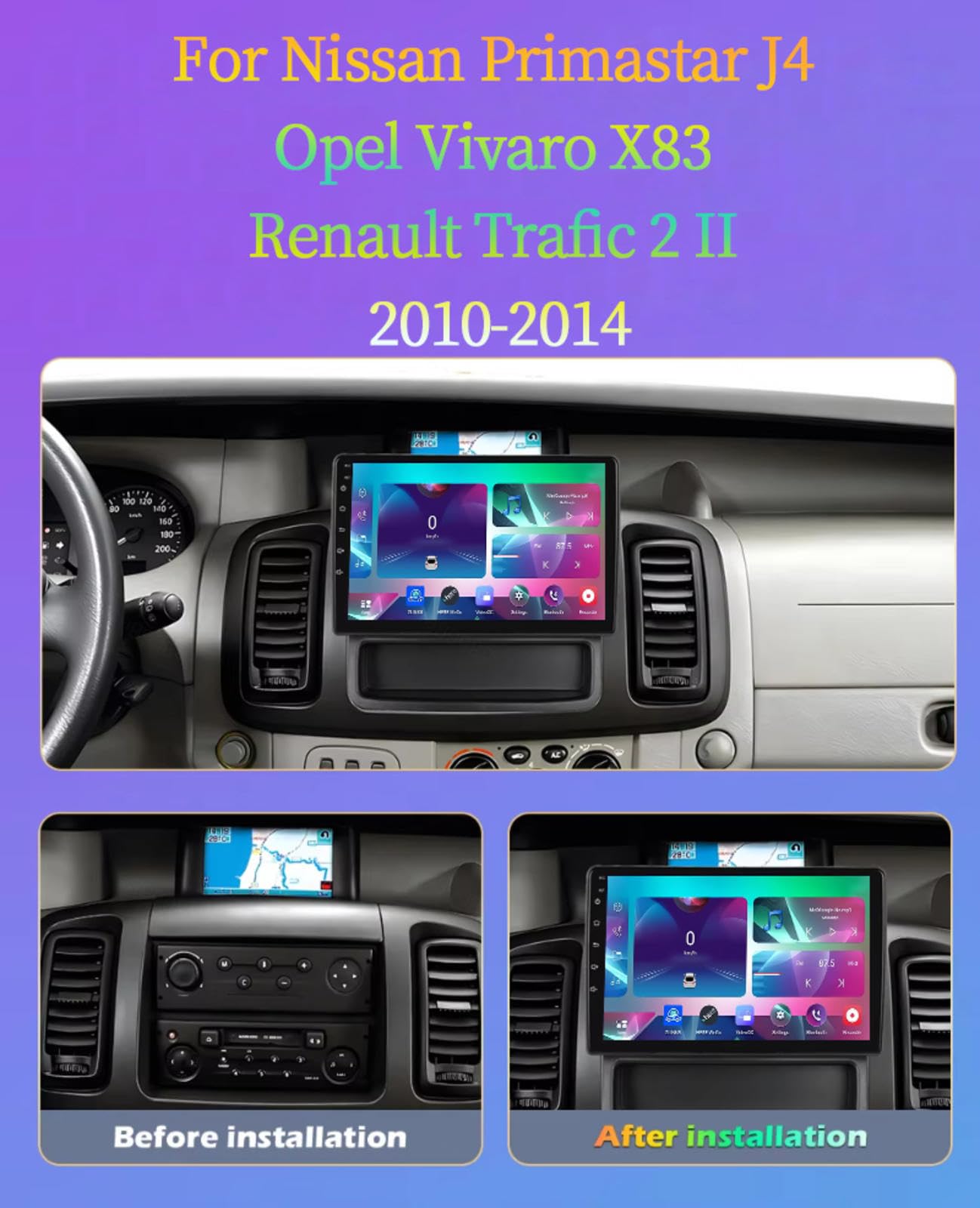 10" Android 15 Dual Din radio samochodowe nawigacja GPS do Nissan Primastar J4 Renault Trafic 2 II 2010-2014 radio samochodowe z zestawem głośnomówiącym Bluetooth, obsługa sterowania na kierownicy