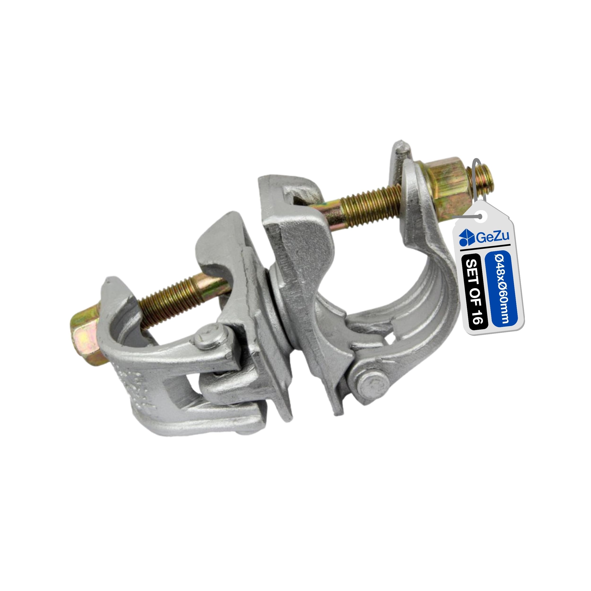 GeZu Impex Swivel Coupler 48 x 60 mm Hot Dip Galvanised Set of 16 Clamp for Scaffolding Steel Pipe Construction Tubes Rotary Coupling โ image 1