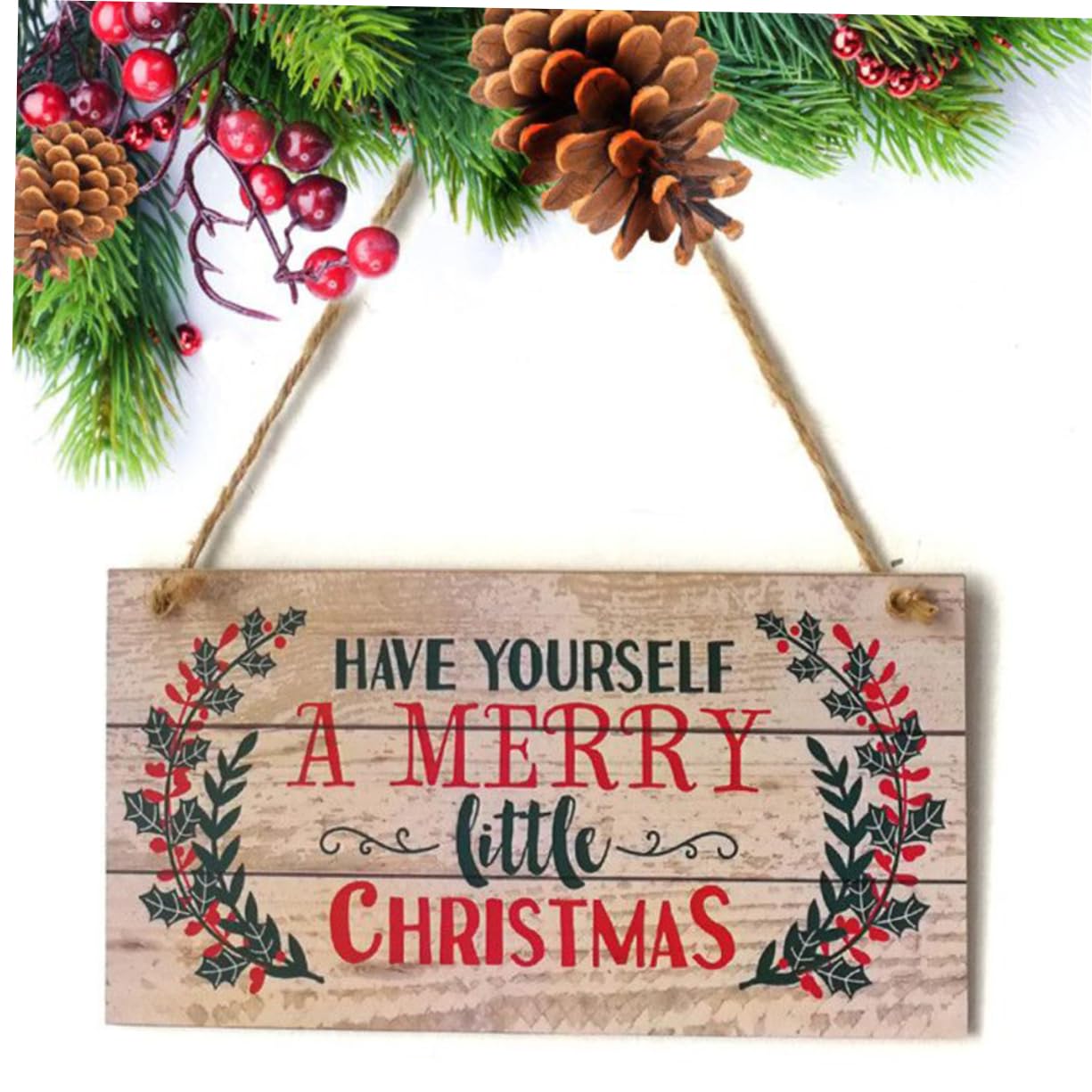 Adorno en Madera Navideño de Puerta 20x10x0,5 Cm para Diseño Brillante y Festivo para Embellecimiento Navidad de Pared