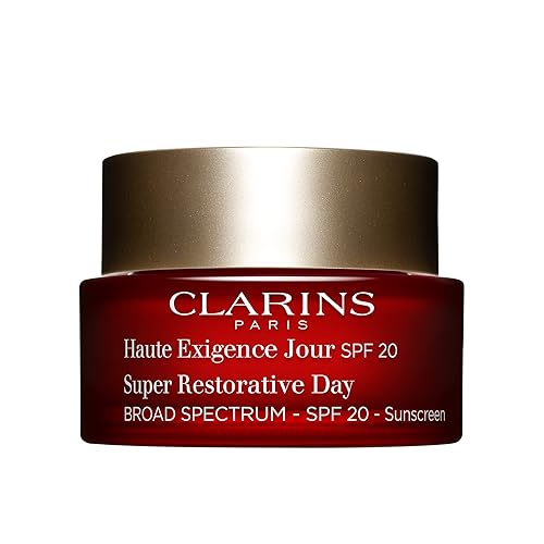 Clarins Crema de día súper restauradora protector solar SPF 20 de amplio espectro Hidratante antienvejecimiento para piel madura debilitada por