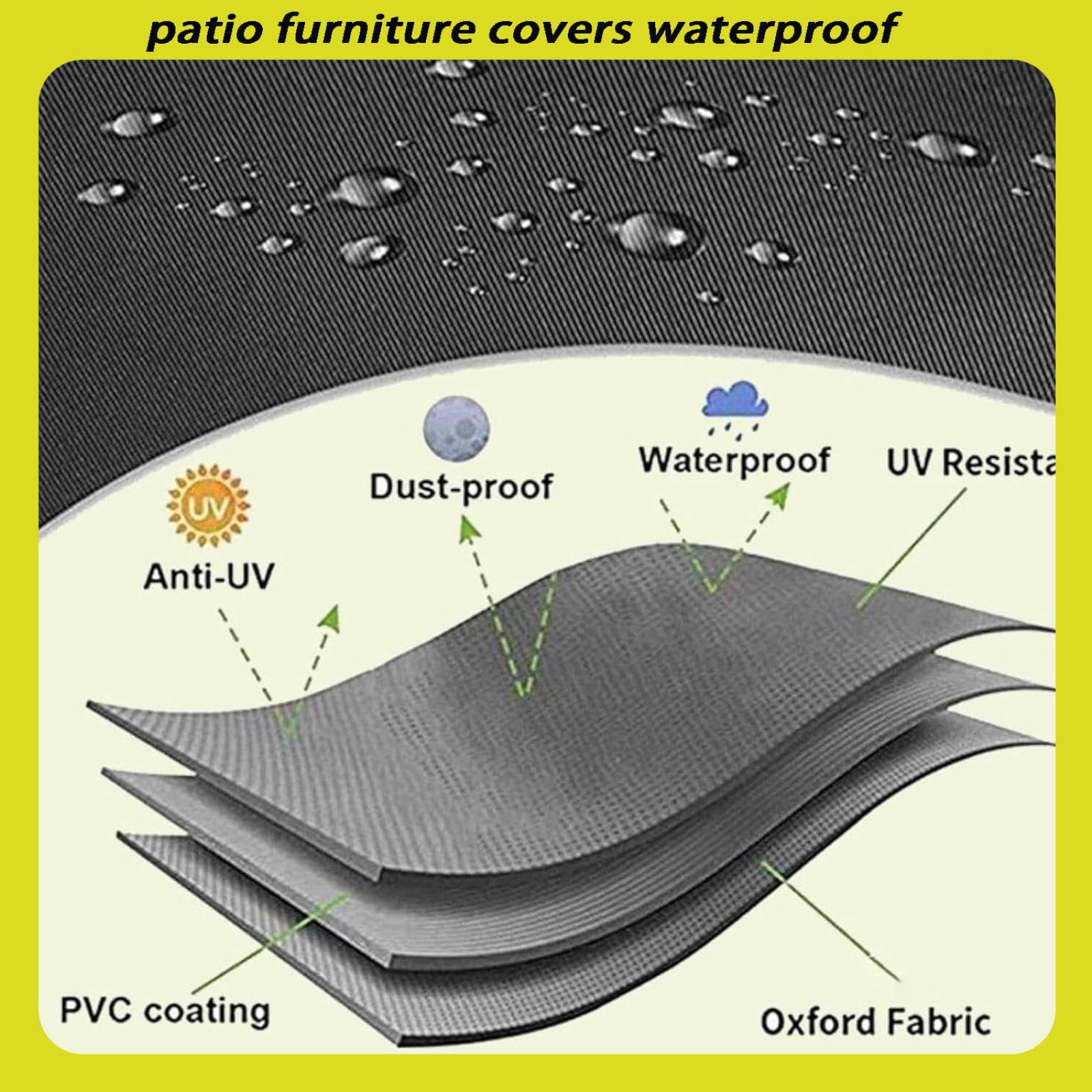 Zewnętrzna plandeka do salonu ogrodowego 350x180x105cm/szer. x wys. prostokątny pokrowiec na stół ogrodowy, anty-UV 600D tkanina oxford na stół zestaw krzeseł odporny na warunki atmosferyczne i