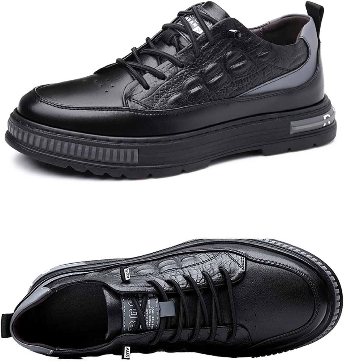 Men’s Crocodile Pattern Waterproof Cowhide Shoes,Height Lifting Non-Slip Casual Softsole Oxford Fashion Leather Lace-Up Sneaker Men’s Crocodile Pattern Waterproof Cowhide Shoes,Height Lifting Non-Slip Casual Softsole Oxford Fashion Leather Lace-Up Sneaker