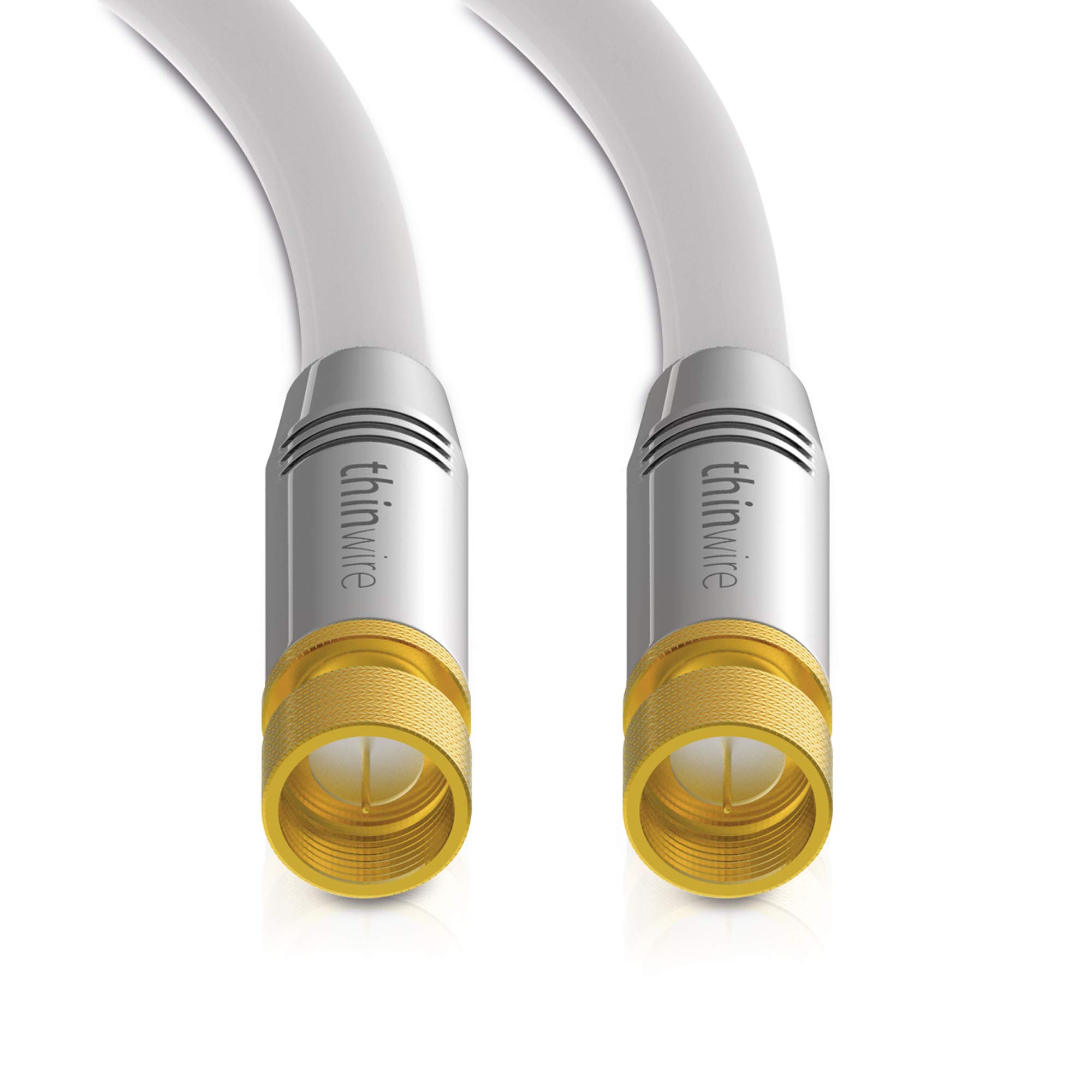 conecto thinwire Premium HDTV SAT kabel przyłączeniowy (kabel koncentryczny, wtyczka F - wtyczka F), metalowy, pozłacany, biały, 3,00 m