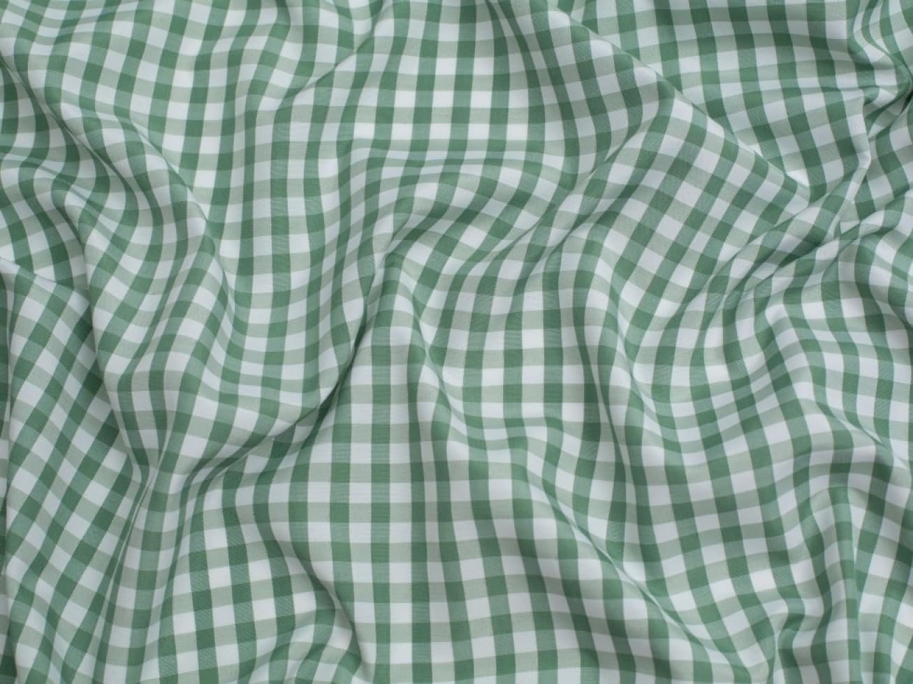 Minerva Sage Green Core Range 1/4 Inch Check Gingham Fabric - Lightweight & Suitable For Dressmaking - Approx Width: 112.5Cm / 45" - Sold Per Metre