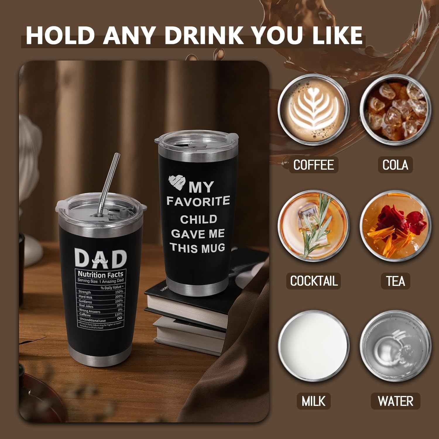 Best Mom Ever, Best Dad Ever Tumbler Cup, Father's Day Gifts for Dad Men, Mother's Day Gift for Mom Women from Daughter Son, Gifts for Grandpa Husband Wife Uncle- Tumbler 20 OZ - Image 7