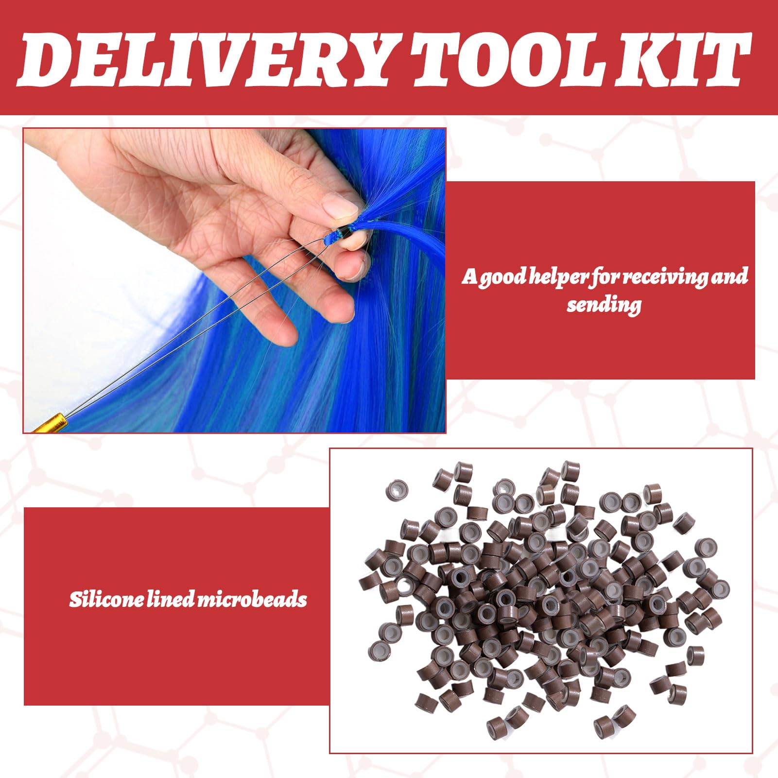 Nano Beads Hair Extensions Kit,1PCS Hair Extension Tools for Kit,Hair Extension Beads For Hair E xtensionsextensions Professional Tools,H air E xtension Pliers and Loop Threader for Extending H air - Image 3
