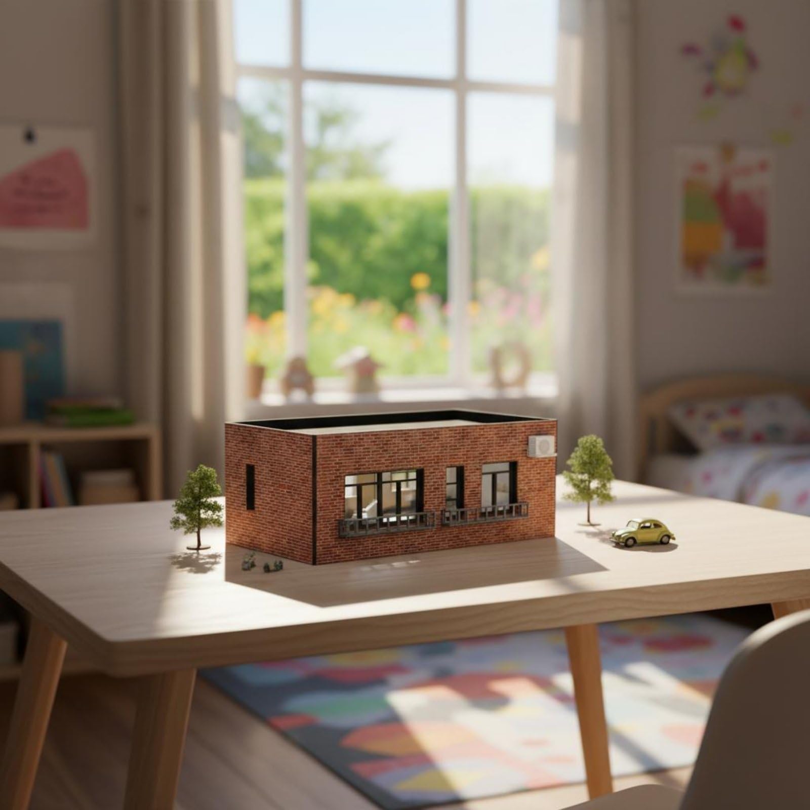 Amagogo Modello Edificio in 1 64 Casa in Miniatura Scena di Costruzione Diorama Plastica PVC con Dettagli Architettonici, MO941112 C Modello Scena Edificio In Mattoni