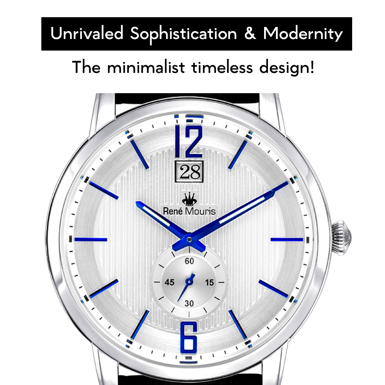 René Mouris Executive Quarzuhren Für Herren – 44MM Klassische Uhr Aus 316L Edelstahl