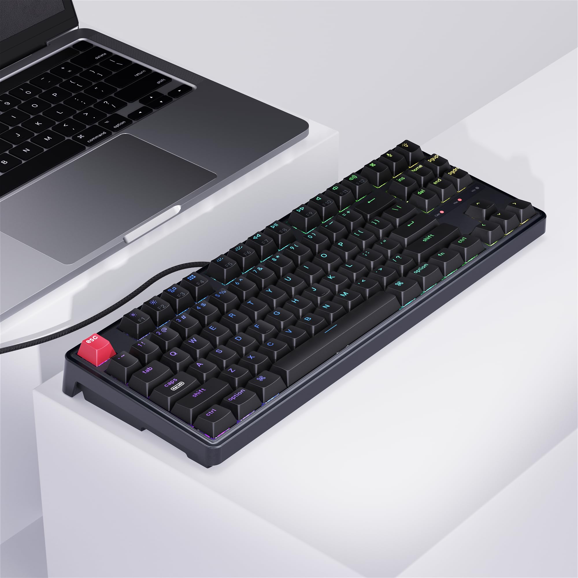 Keychron C3 Pro TKL - Tastiera meccanica cablata all'80%, frequenza di polling 8K, programmabile QMK/VIA, sostituibile a caldo, tasti retroilluminati RGB, switch Super Banana, per Windows/Mac