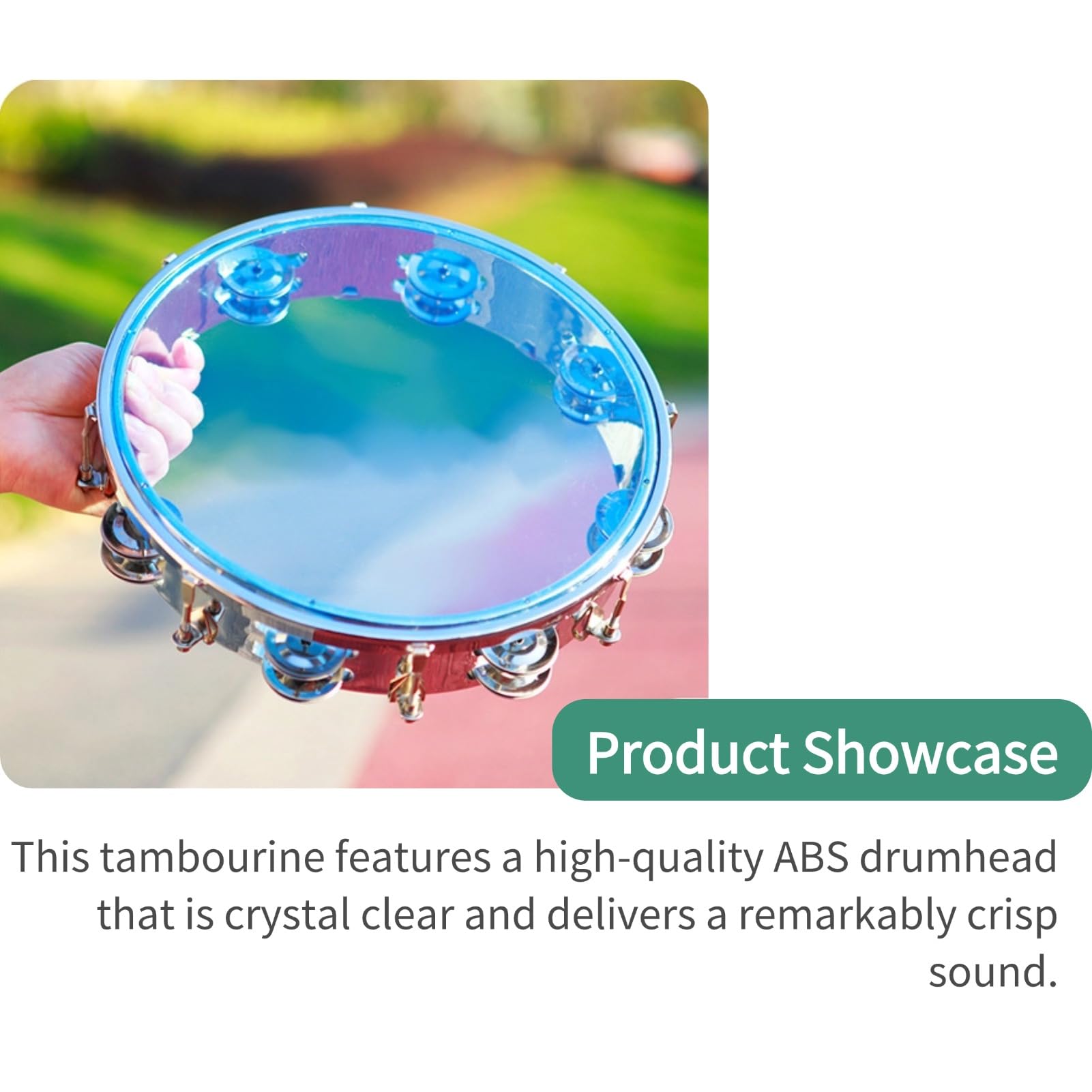 Cloches en métal, tambourin à main à double rangée de 20,3 cm, instrument de percussion rythmique pour débutants, moins de vibrations, accordable, ABS + métal, 20,3 cm, plus grande cavité pour tambour