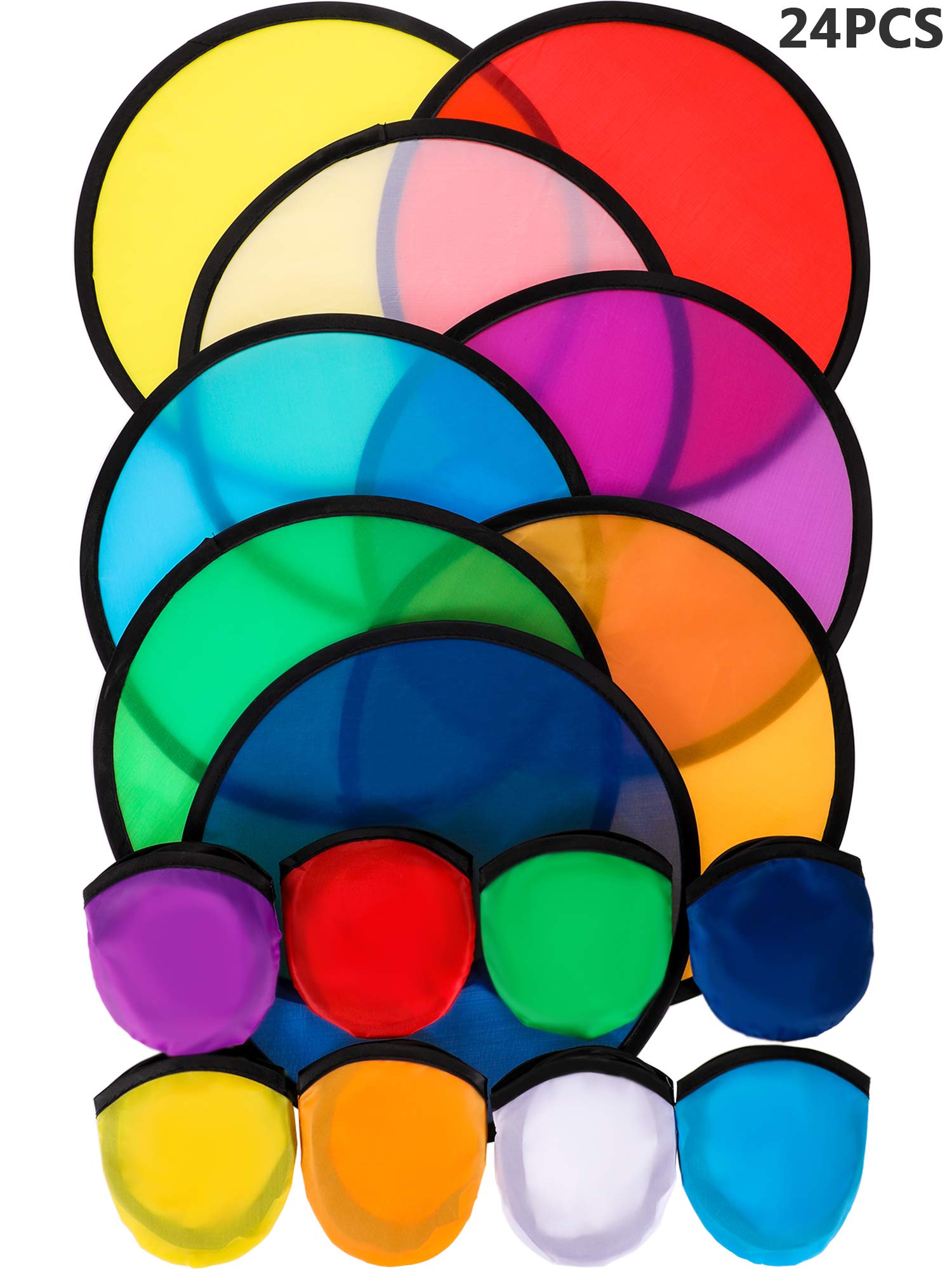 GejoyBirsppy 24 Pieces Foldable Flying Disc Fans Set Beach Flying Disc for Party Creative Gift Halloween Christmas New Year, 8 Colors