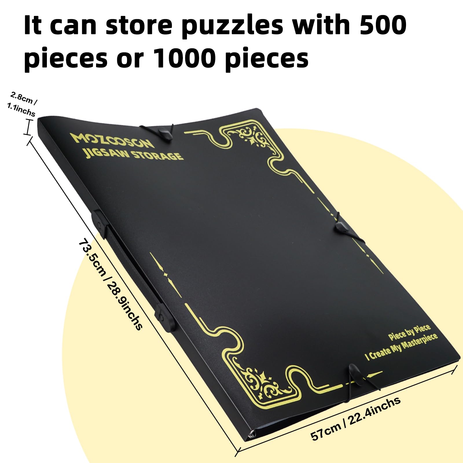 MOZOOSON Stabile Puzzle Aufbewahrung [INKL. 6X Puzzlefolie], Puzzlemappe 1000 Teile Zubehör Tragbar mit 25 Taschen, Organizer für bis zu 50 Werke, Staubdichtes und Schützendes