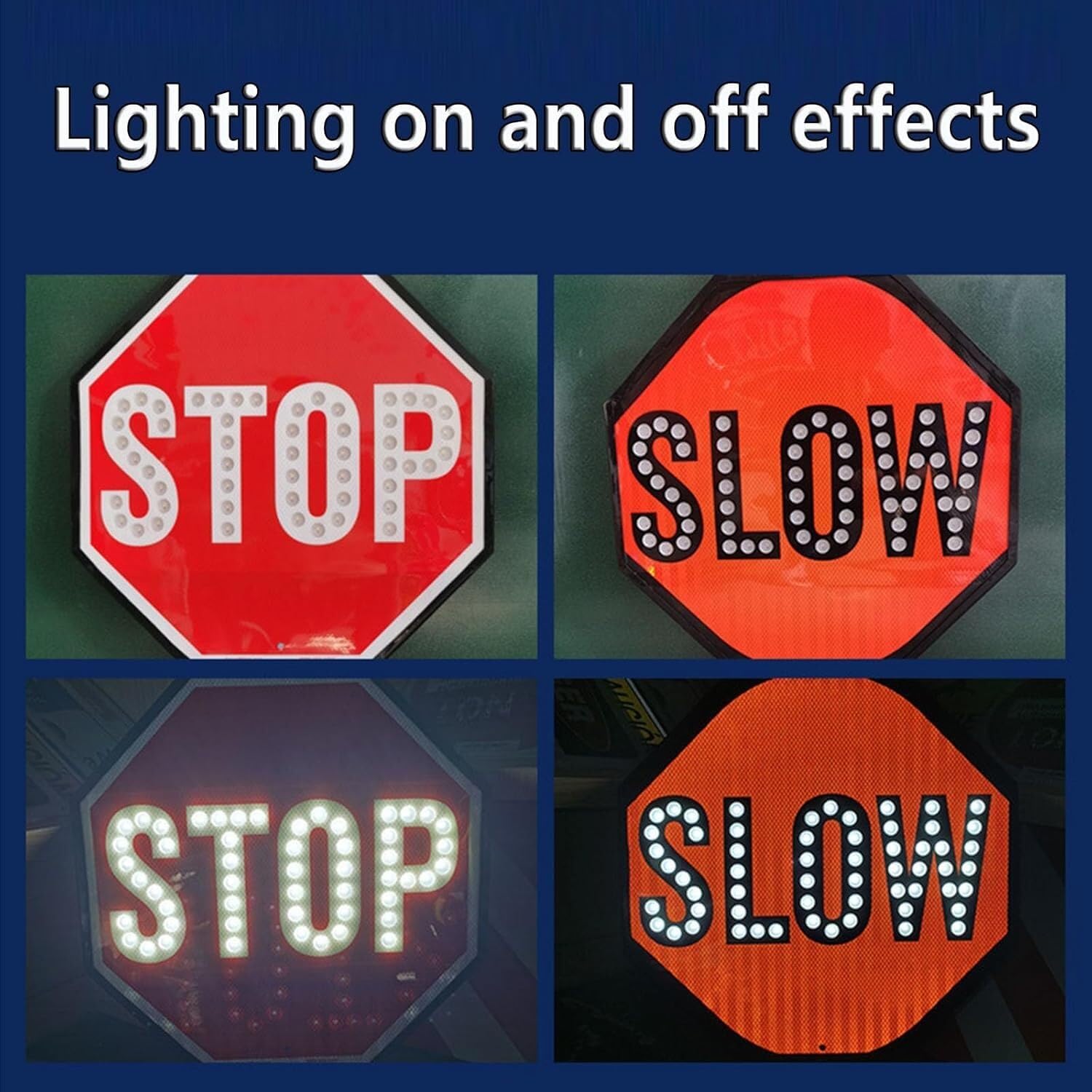 Double-Sided LED Stop Slow Paddle Sign - Handheld Traffic Safety Sign with Foam Grip for School Crossings, Construction, Parking - Bright Illuminated Warning (1-Pack)