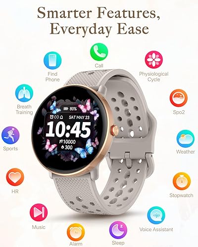 Vista 7 de Reloj inteligente para mujeres y hombres, para Android iOS con monitor de sueño, podómetro, rastreador de fitness, llamada Bluetooth, impermeable