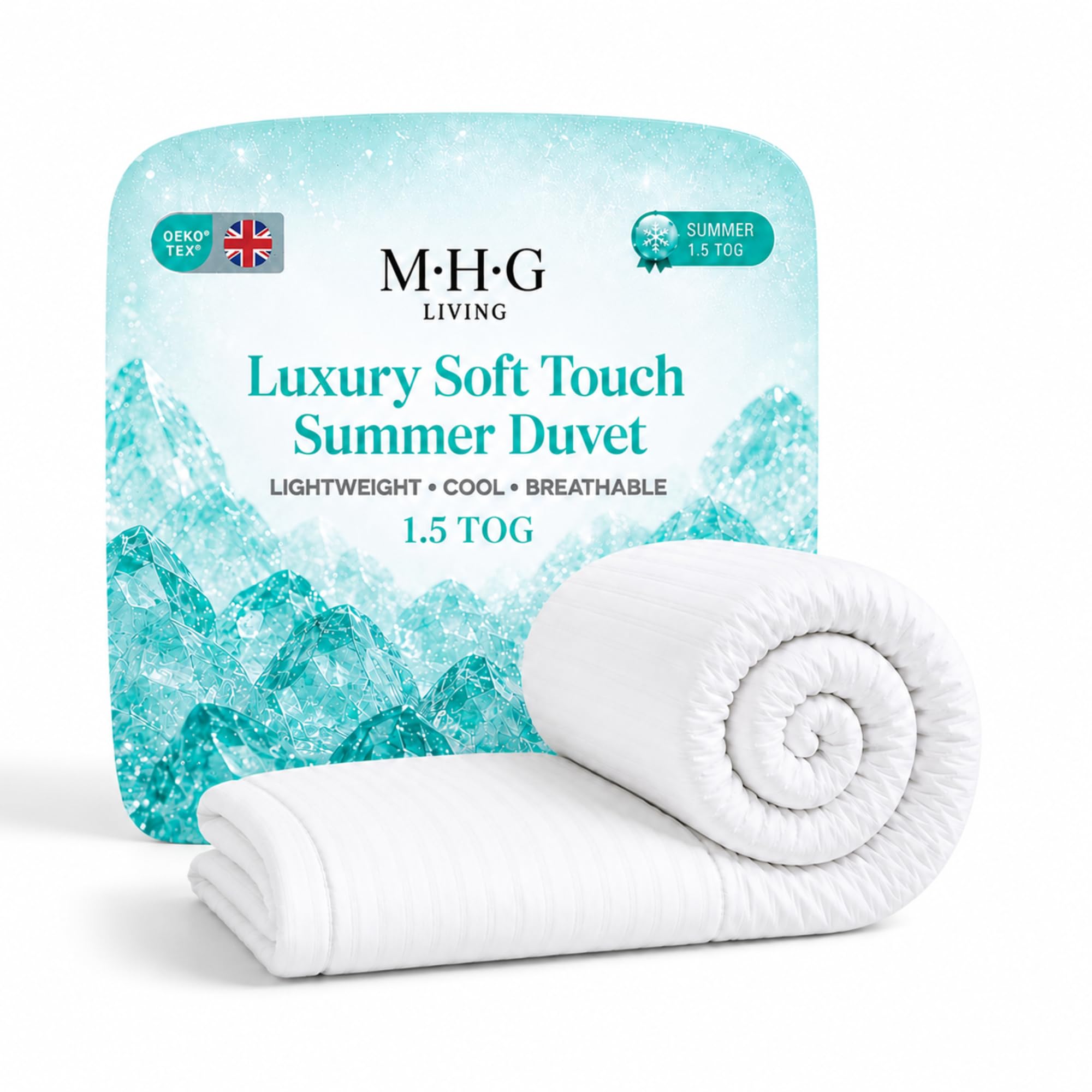 Mhg Living 1.5 Tog + 0 Pillows 1.5 Tog Summer Duvet Single 135X200cm - Lightweight Cool Duvet For Warm Nights | Oeko-Tex Certified, Soft Microfibre, Breathable & Hypoallergenic, Machine Washable. Made In Uk
