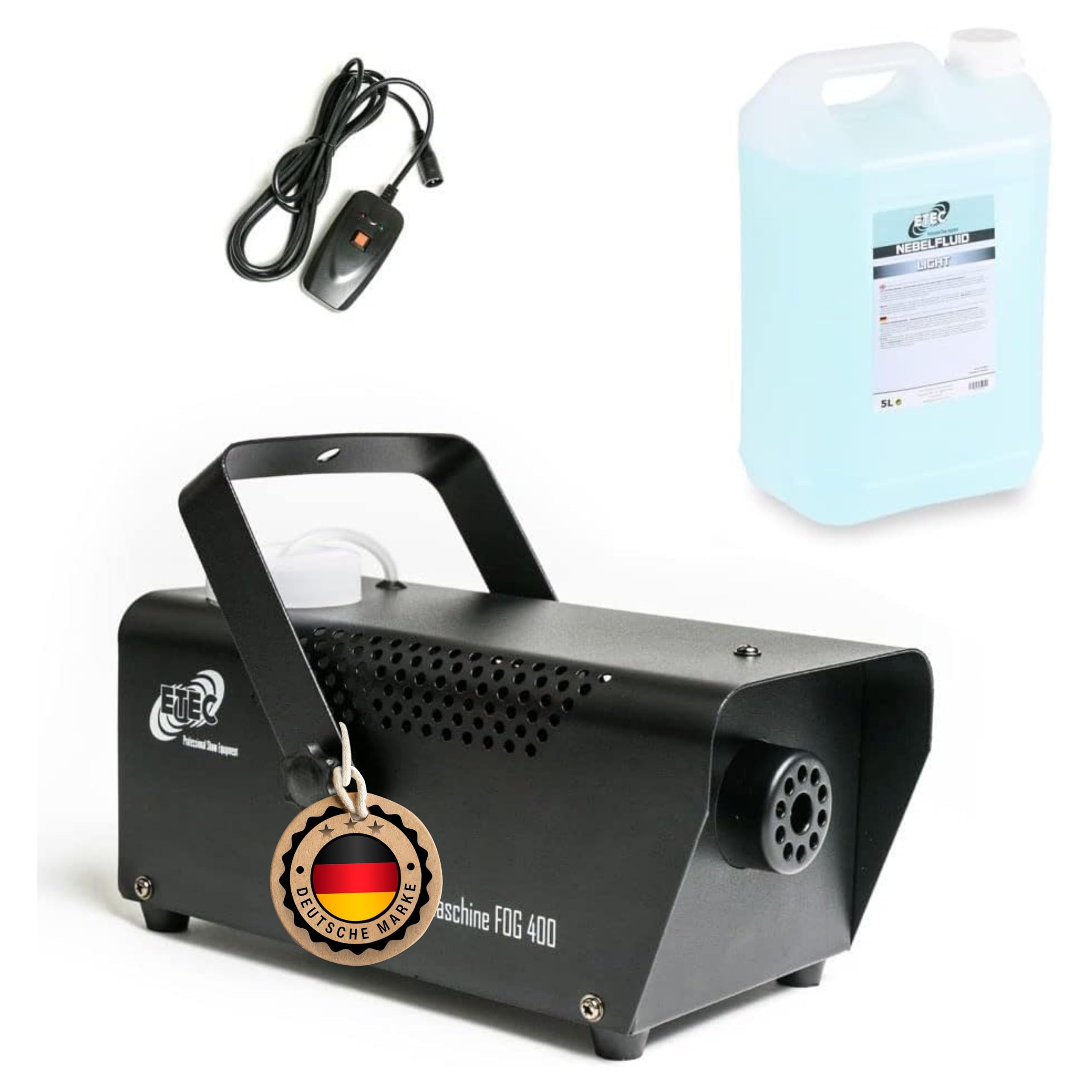 ETEC Professional FOG 400 Nebelmaschine inkl. 5 Liter Professional Nebelfluid - Smoke Fogger Fog-Machine Party Show Disco Club DJ Fernbedienung Set Sparangebot 400 Watt