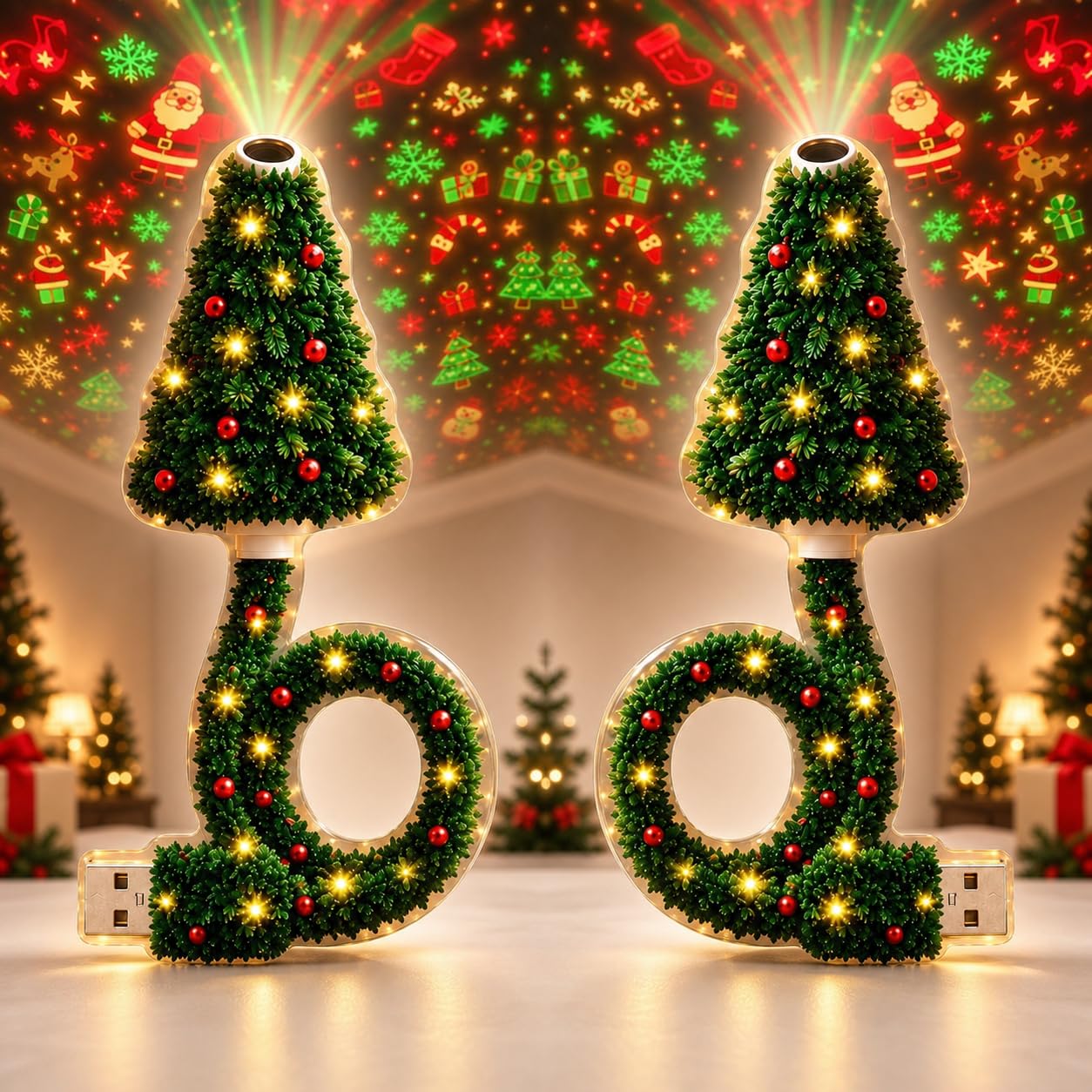 2PC Plug and Play Hd Christmas Projector, Christmas Projector Indoor