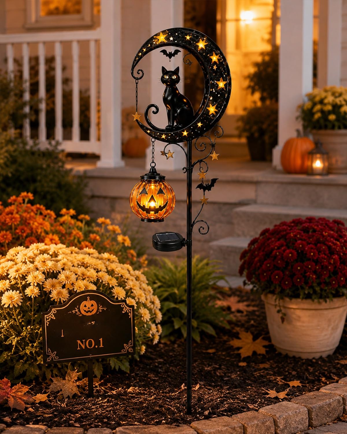 Explcior Solar Halloween Black Cat Pumpkin Moon Garden Stake Light