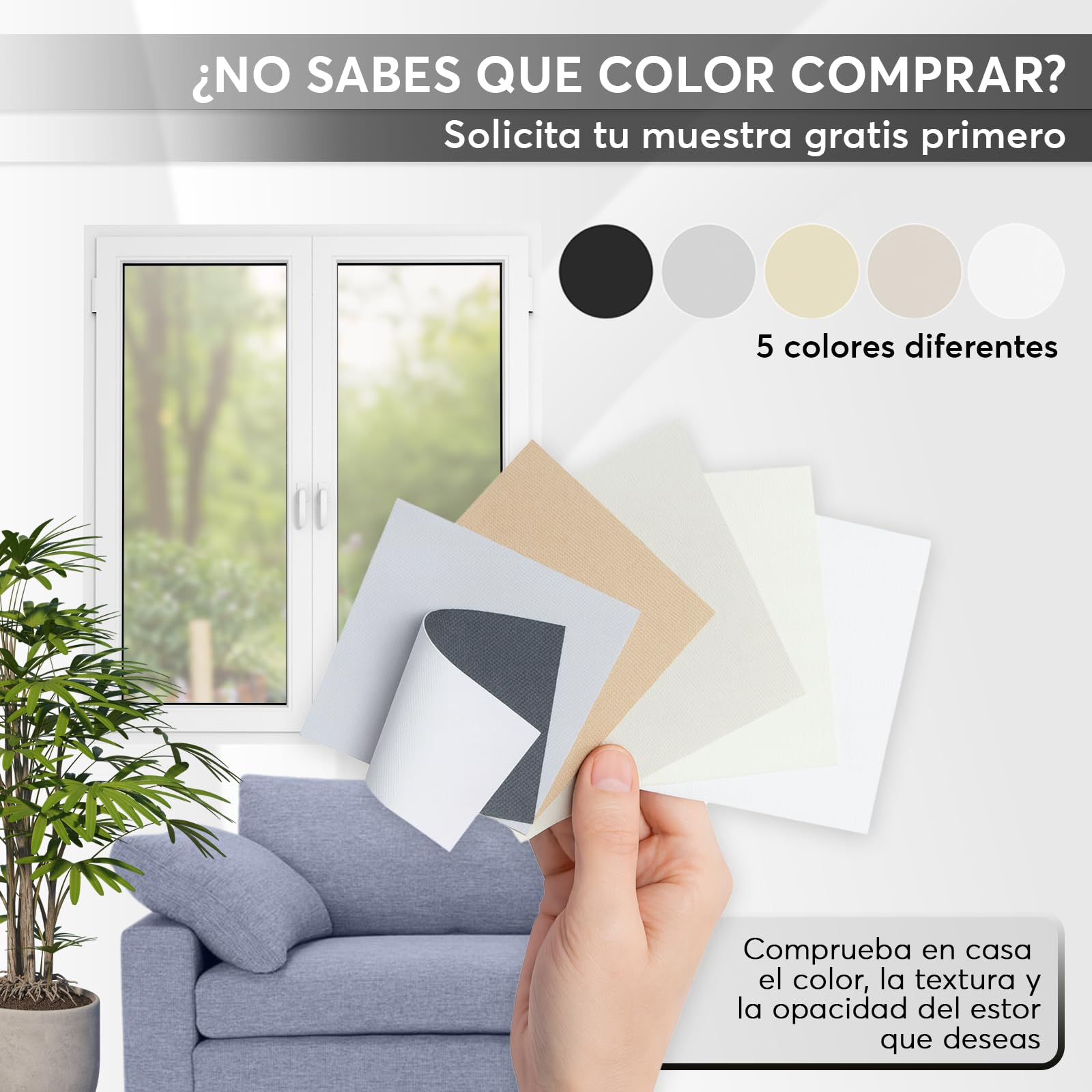DECORESTOR Estor Enrollable Opaco Térmico a Medida 160 x 160 - Gris - Persiana Blackout para Ventanas y Puertas - Interior y Exterior - Bloquea 100% Luz y Aisla Temperatura - Ideal en Pared o Techo