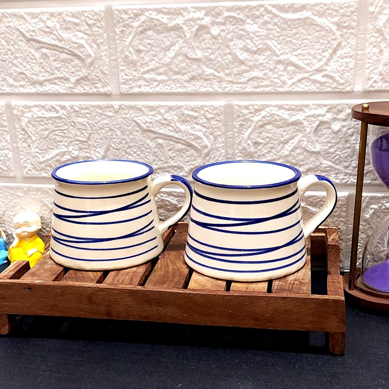 Ceramic White Coffee Cups Set of 2 (180 ML, Microwave & Dishwasher Safe) | Hand Glazed Studio Pottery Tea Cups Set of 2 Cups for Coffee