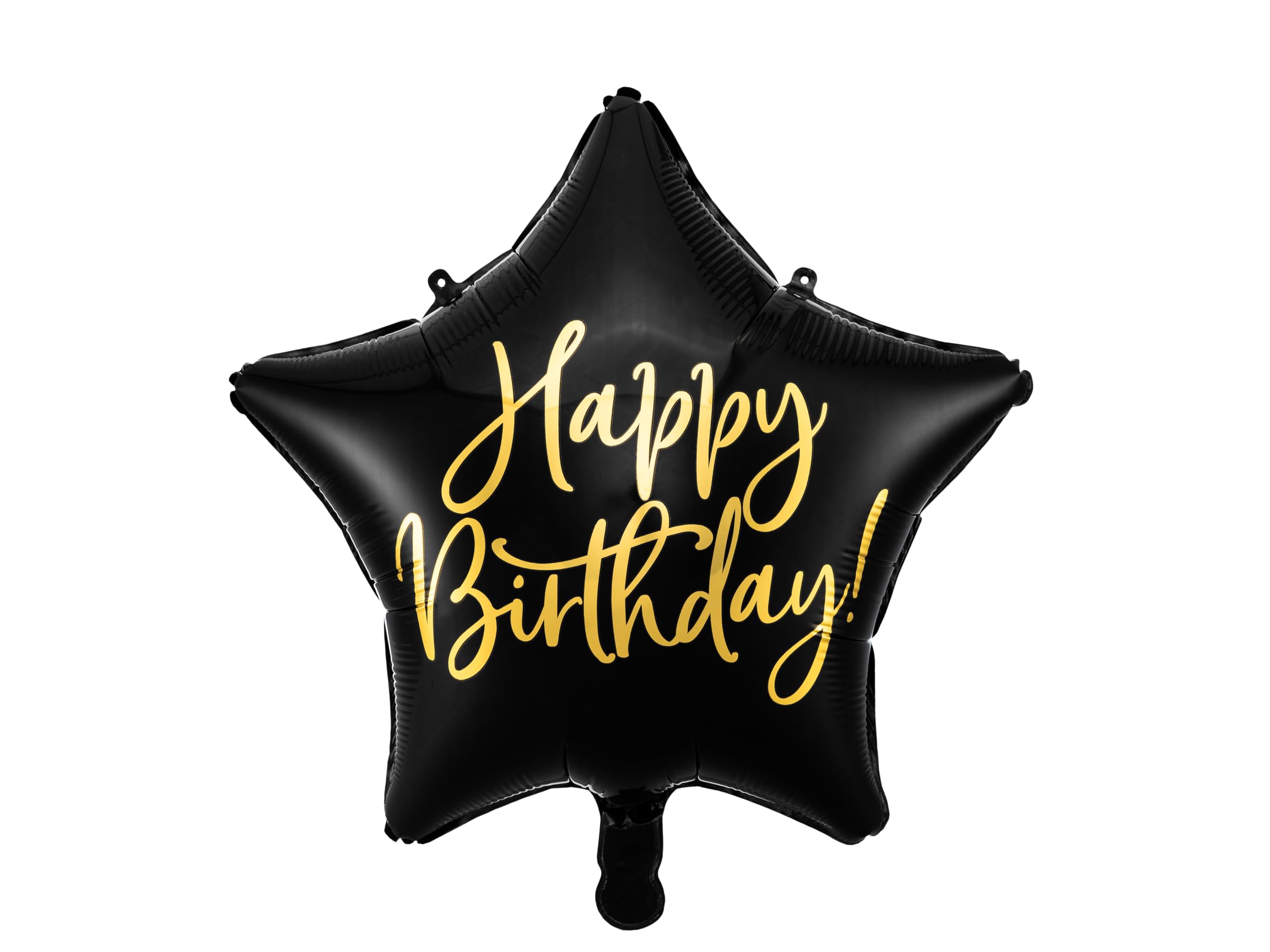 Foil Balloon Happy Birthday 40cm Black Star FB93-010 with Golden Lettering for Classy Parties, Original and Safe Visual Inflatable Air Helium